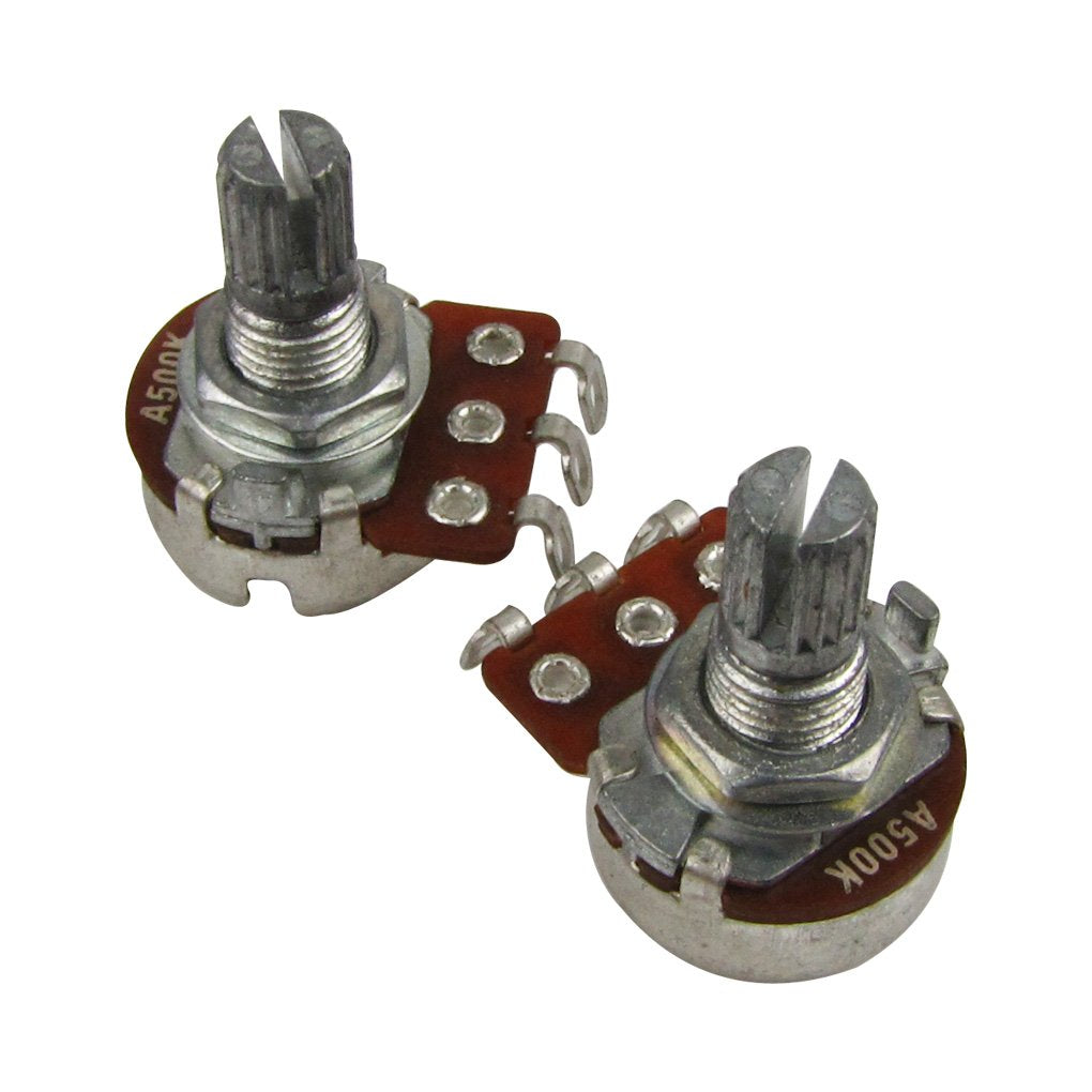 Fleor 2Pcs Small Size A500K Guitar Pots Knurled Split Shaft Potentiometers Audio Taper