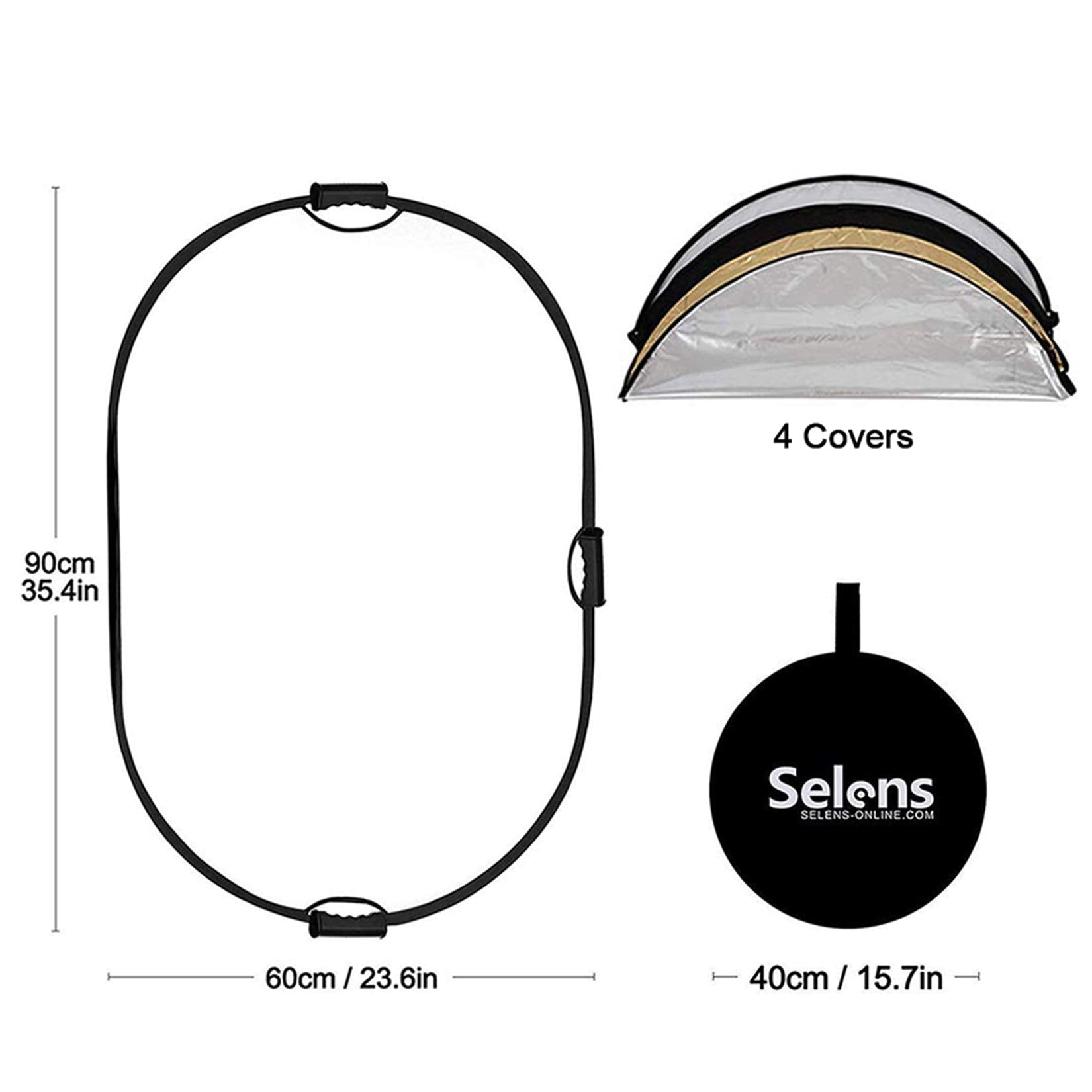 Selens 5 In 1 Oval Reflector With Handle For Photography Photo Studio Lighting & Outdoor Lighting (24 X 36 Inch)