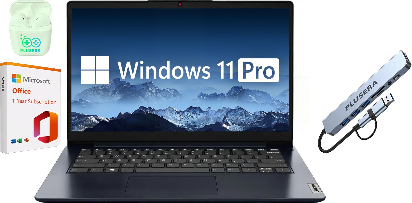 Lenovo IdeaPad 14 Business Laptop, 4GB RAM 1.6TB Storage (1TB SSD+128GB eMMC+512GB Docking Station Set), Windows 11 Pro with 1-Y
