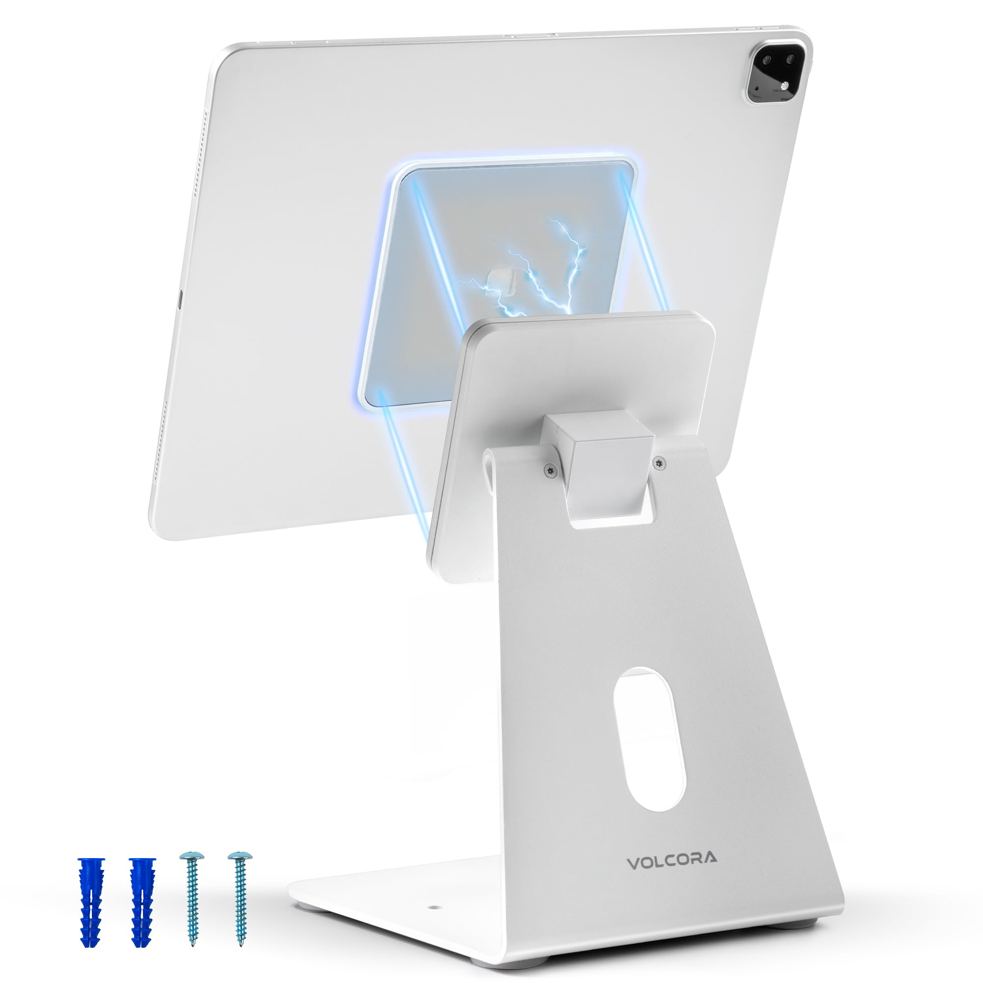 Volcora Universal Magnetic Tablet Stand for Desk Wall Mount iPad Holder with Seperable Magnetic Board and Rotatable Back Panel,
