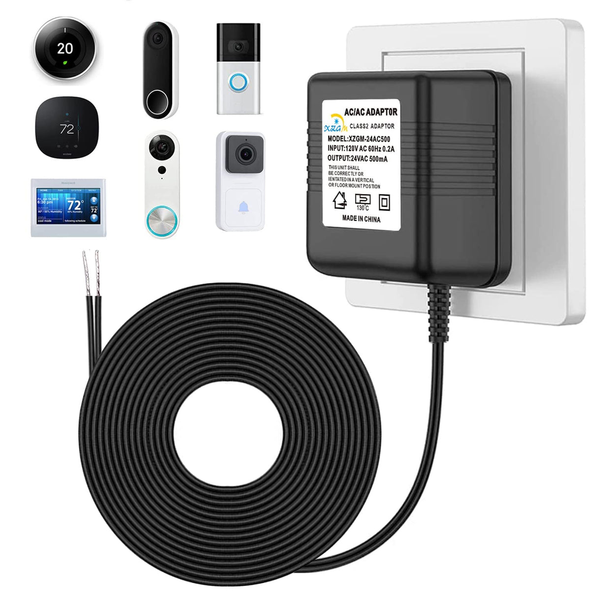 24V Doorbell Thermostats Transformer Compatible With Nest Honeywell Ecobee Sensis All Versions Of Ring Video Doorbells Power Ada