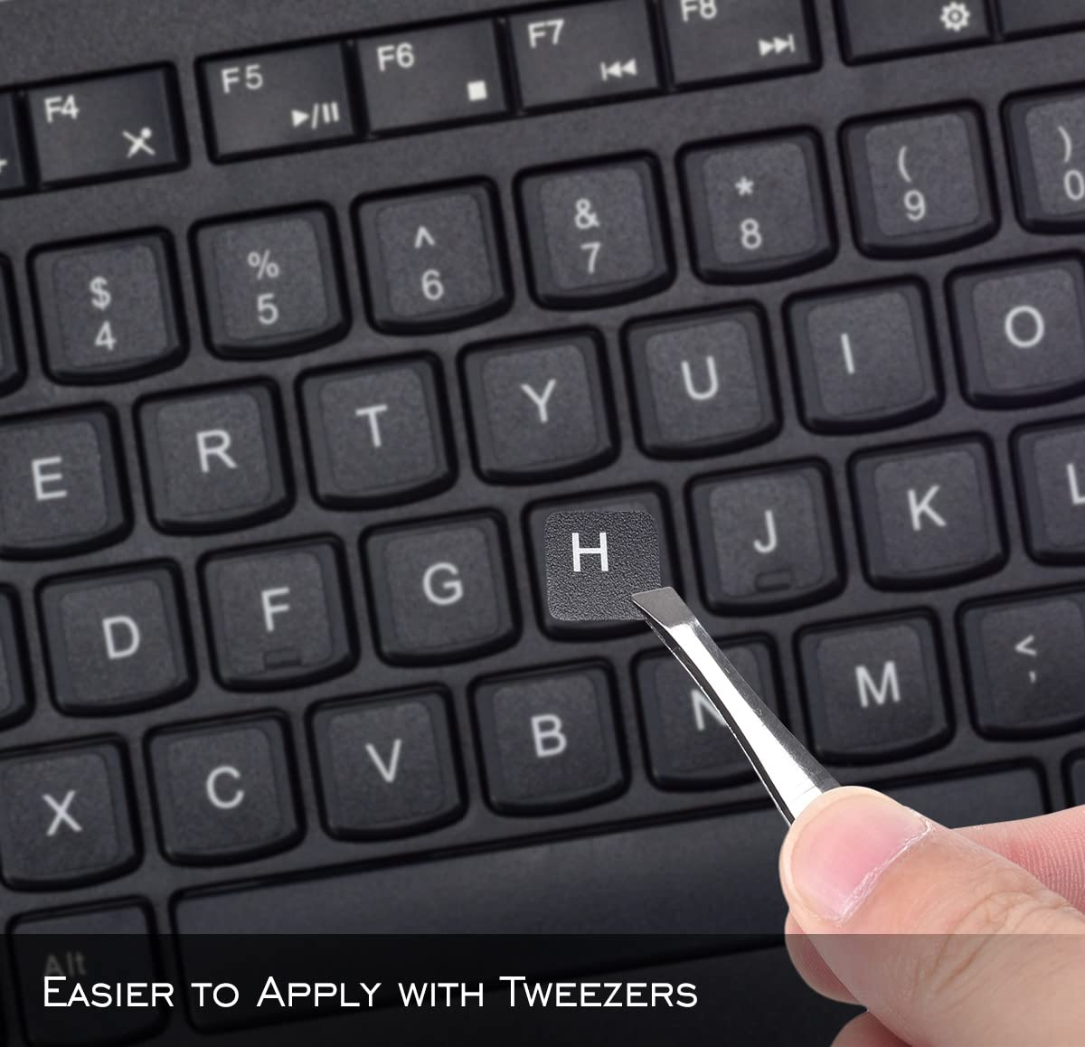 2Pcs Universal English Keyboard Stickers With Tweezer, Keyboard Stickers Black Background With White Lettering, Keyboard Letters