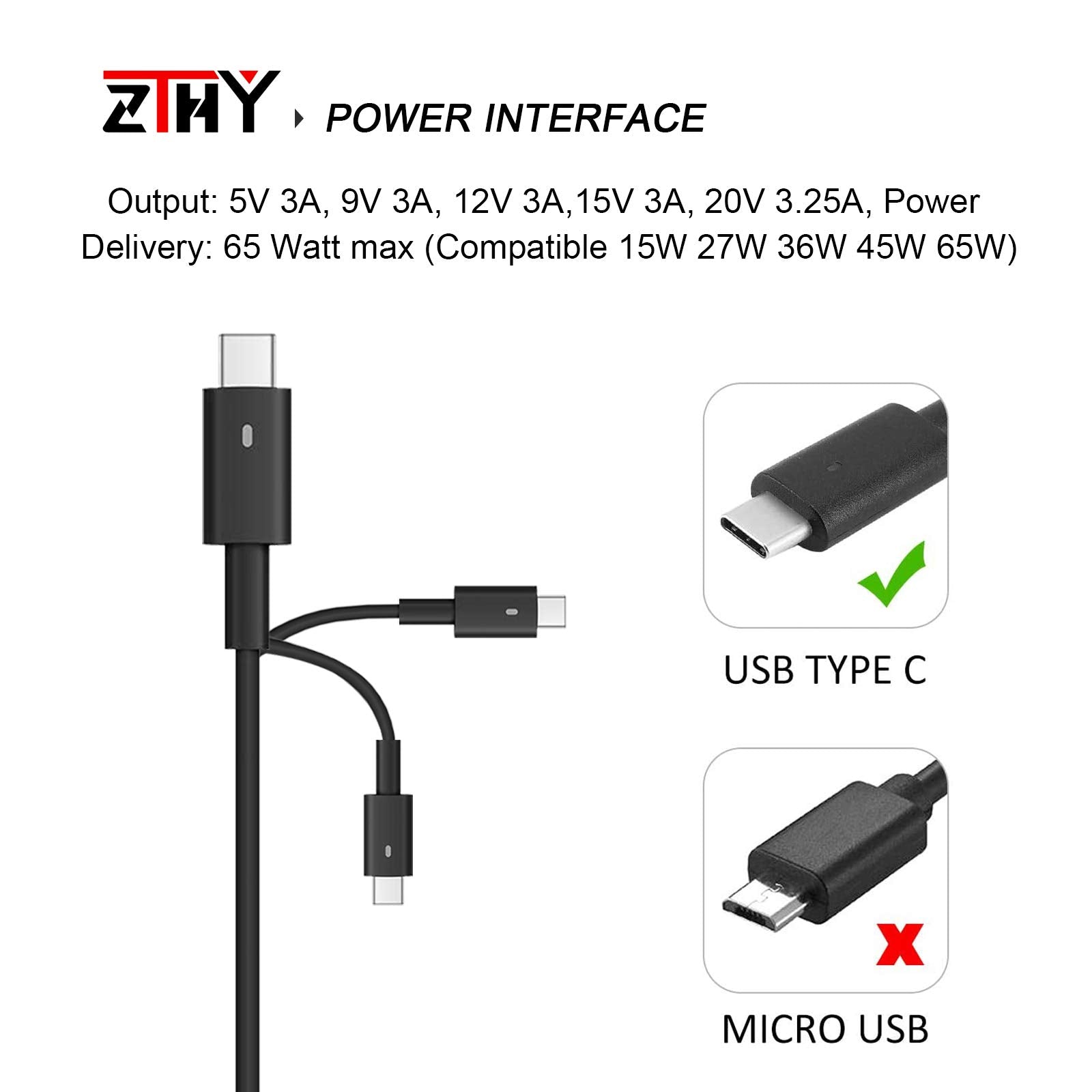 New 65W Usb C Type C Ac Adapter Laptop Charger Replacement For Dell Latitude 5290 7200 7210 7400 7389 7390 2 In 1 7300 7320 7310