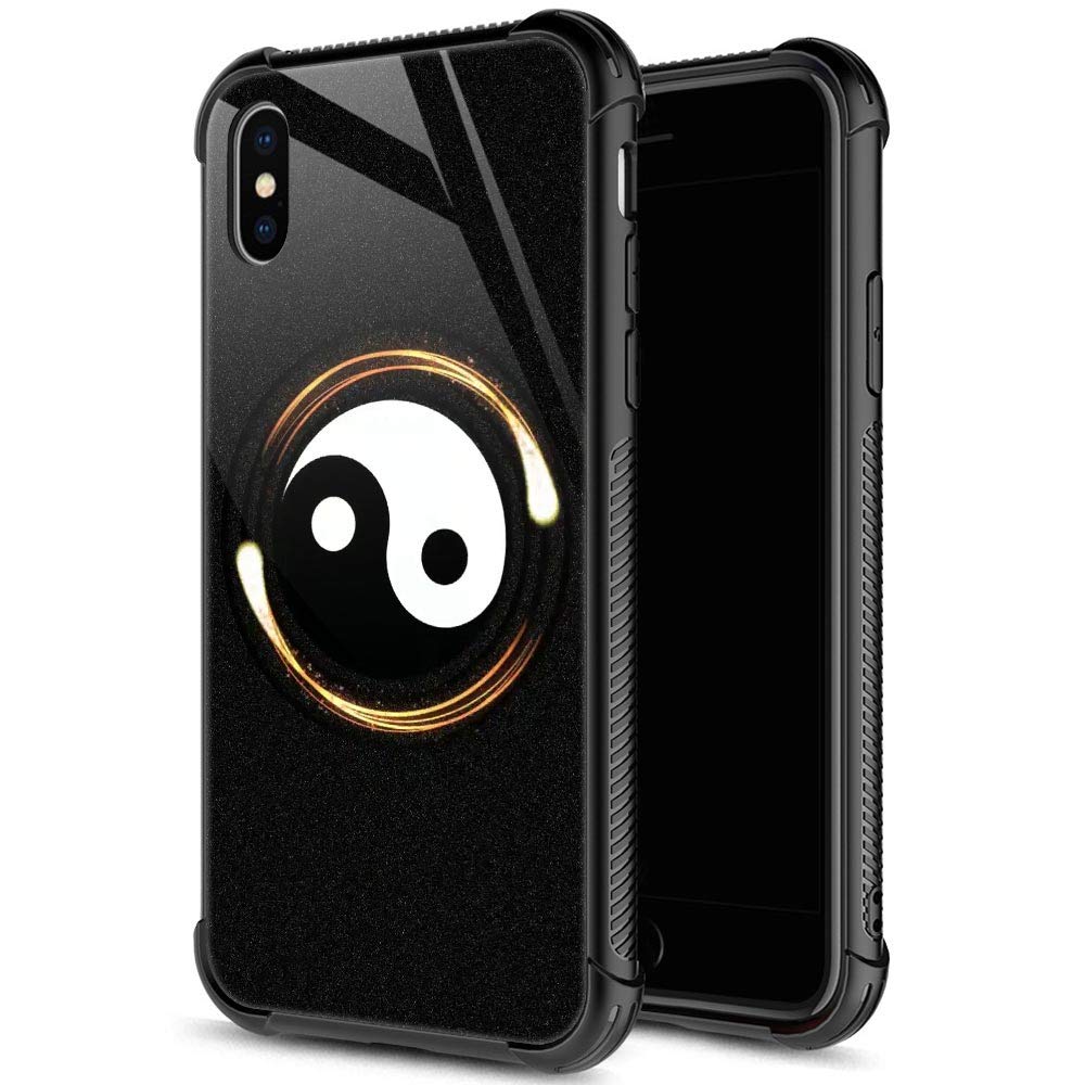 Zhegailian Case Compatible With Iphone Xs,Yinyang Taiji Case For Iphone X For Boys Men,Pattern Design Anti Scratch Organic Glass