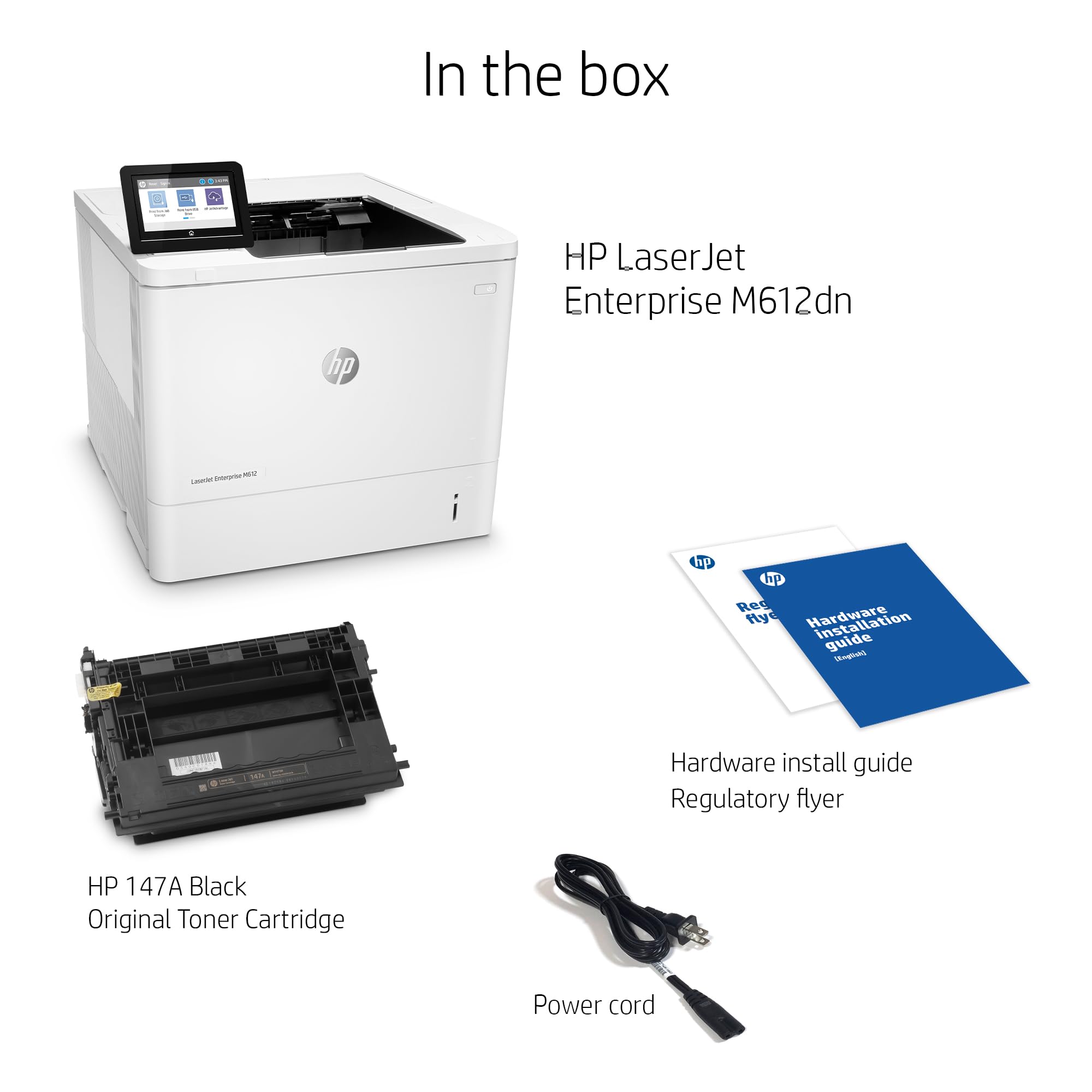Hp Laserjet Enterprise M612Dn Monochrome Printer With Built-In Ethernet & 2-Sided Printing (7Ps86A)