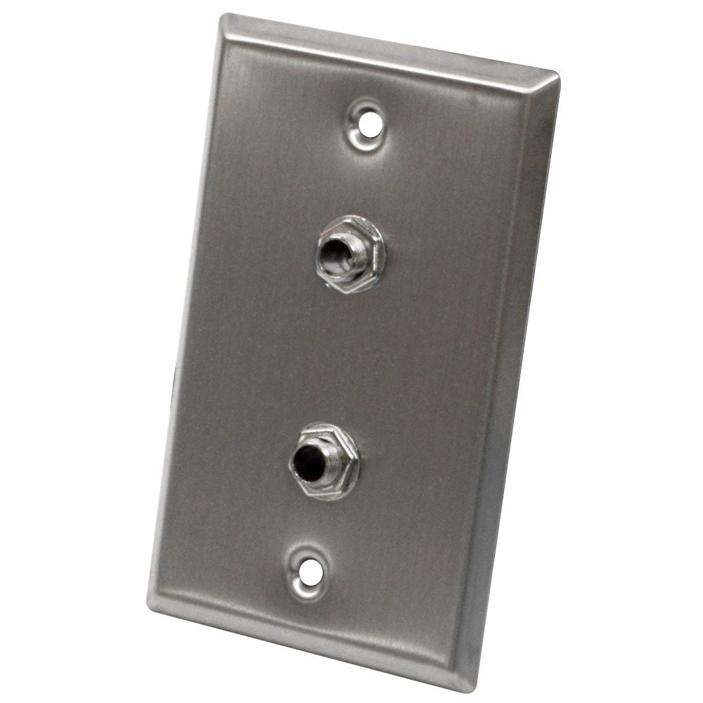 Seismic Audio - Sa-Plate21-2Pack - Pair Of Stainless Steel Wall Plates - Dual 1/4'' Trs Stereo Jack Single Gang