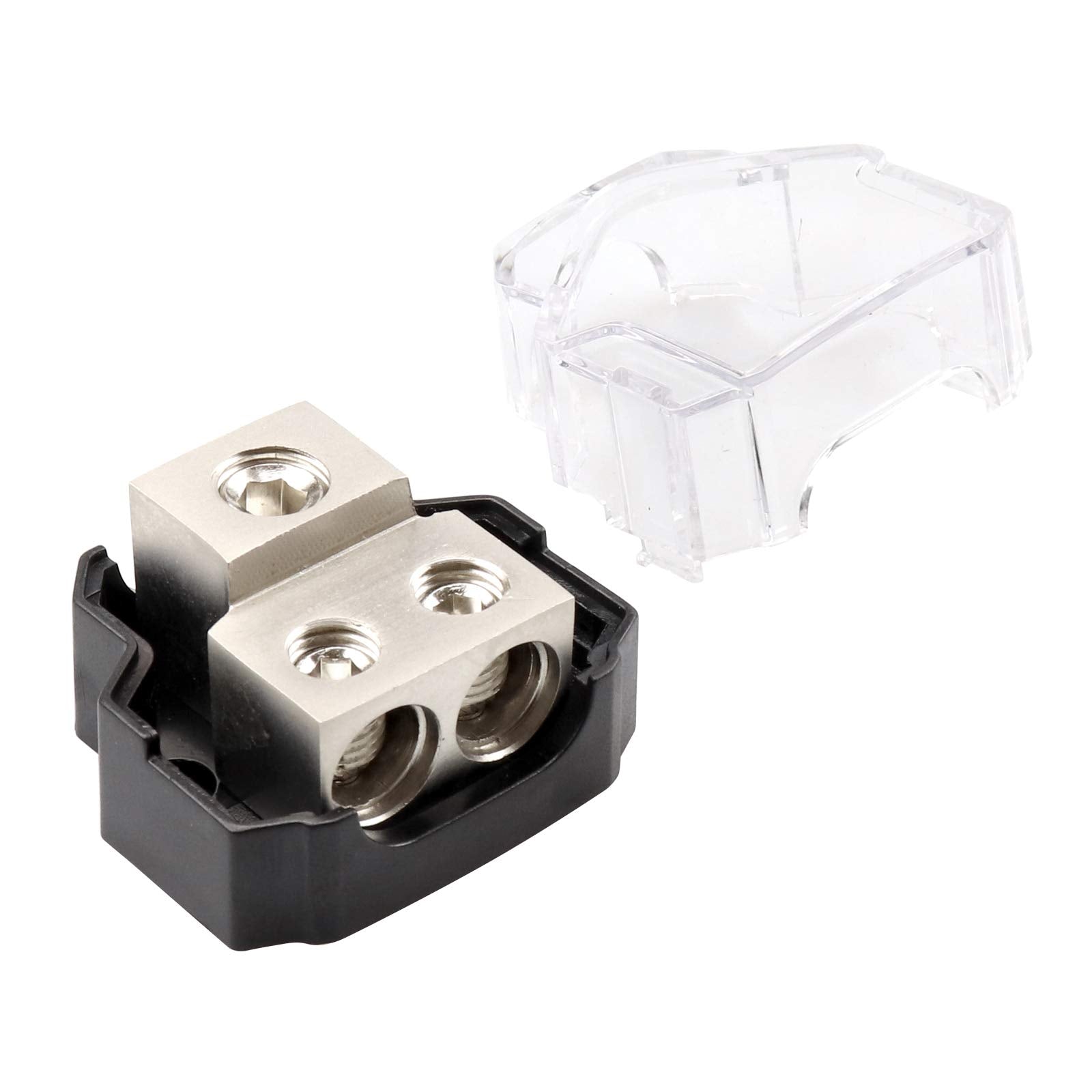 Zookoto 2 Way Power Distribution Block For Car Audio Splitter,1 X 0/2/4 Gauge In / 2 X 4/8 Gauge Out