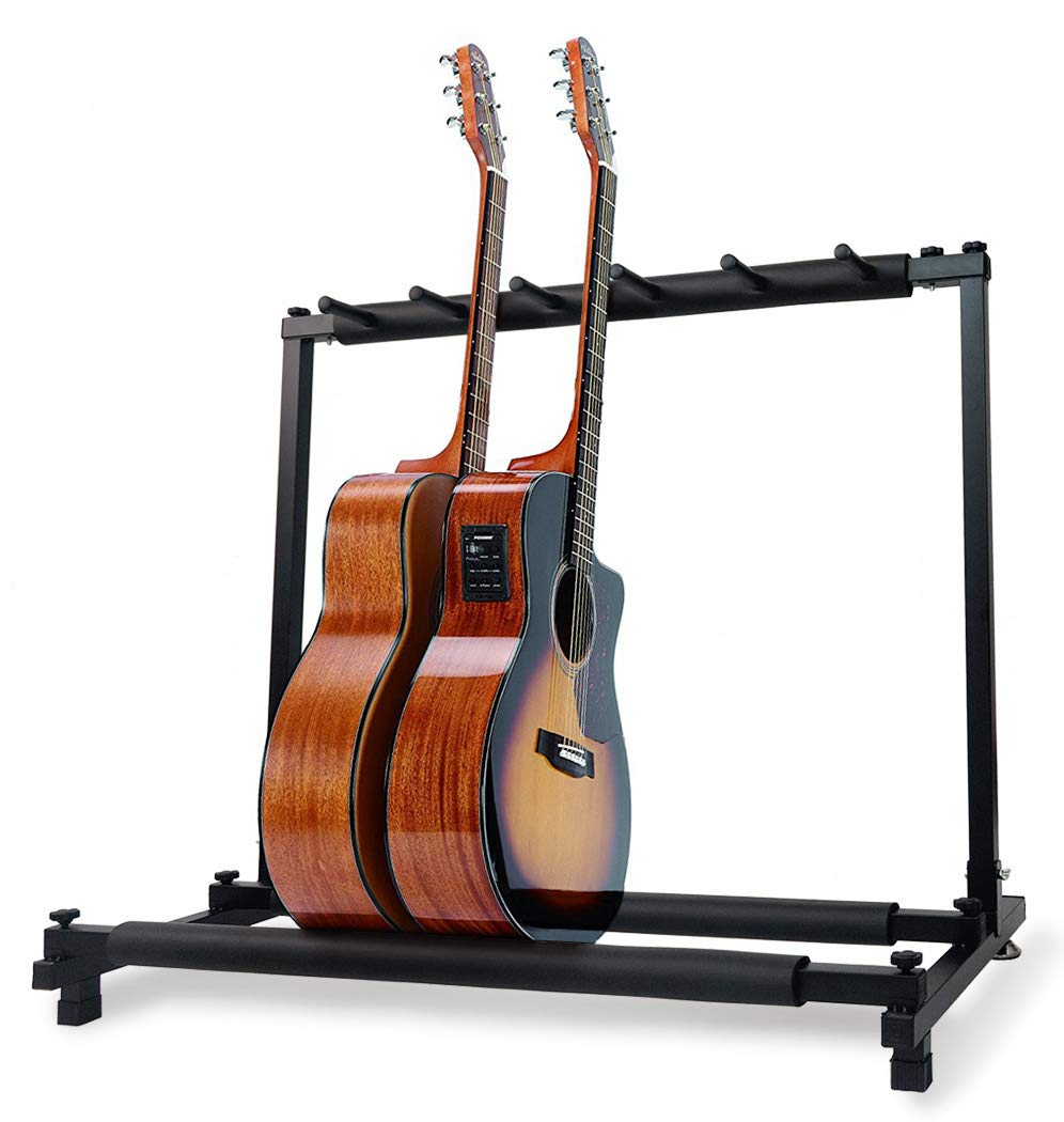 Morimoe Guitar Bass Stand For Multiple Guitars Display Foldable Rack (5 Space)
