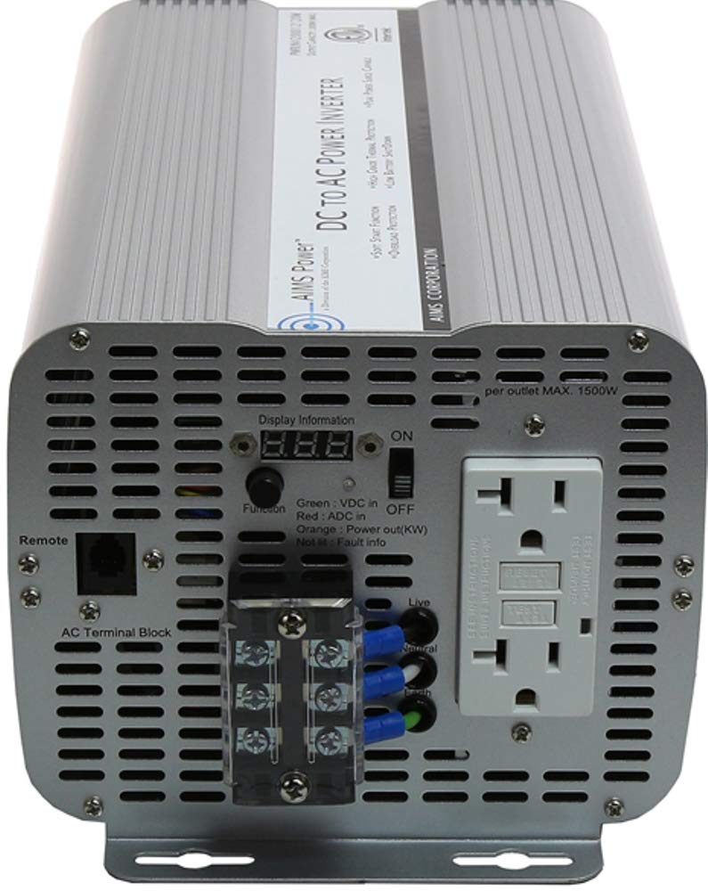 Aims Power 2000 Watt Modified Sine Power Inverter 12Volt Dc To 120 Volt Ac Etl Certified To Ul 458 With Gfci Outlets And Ac Term