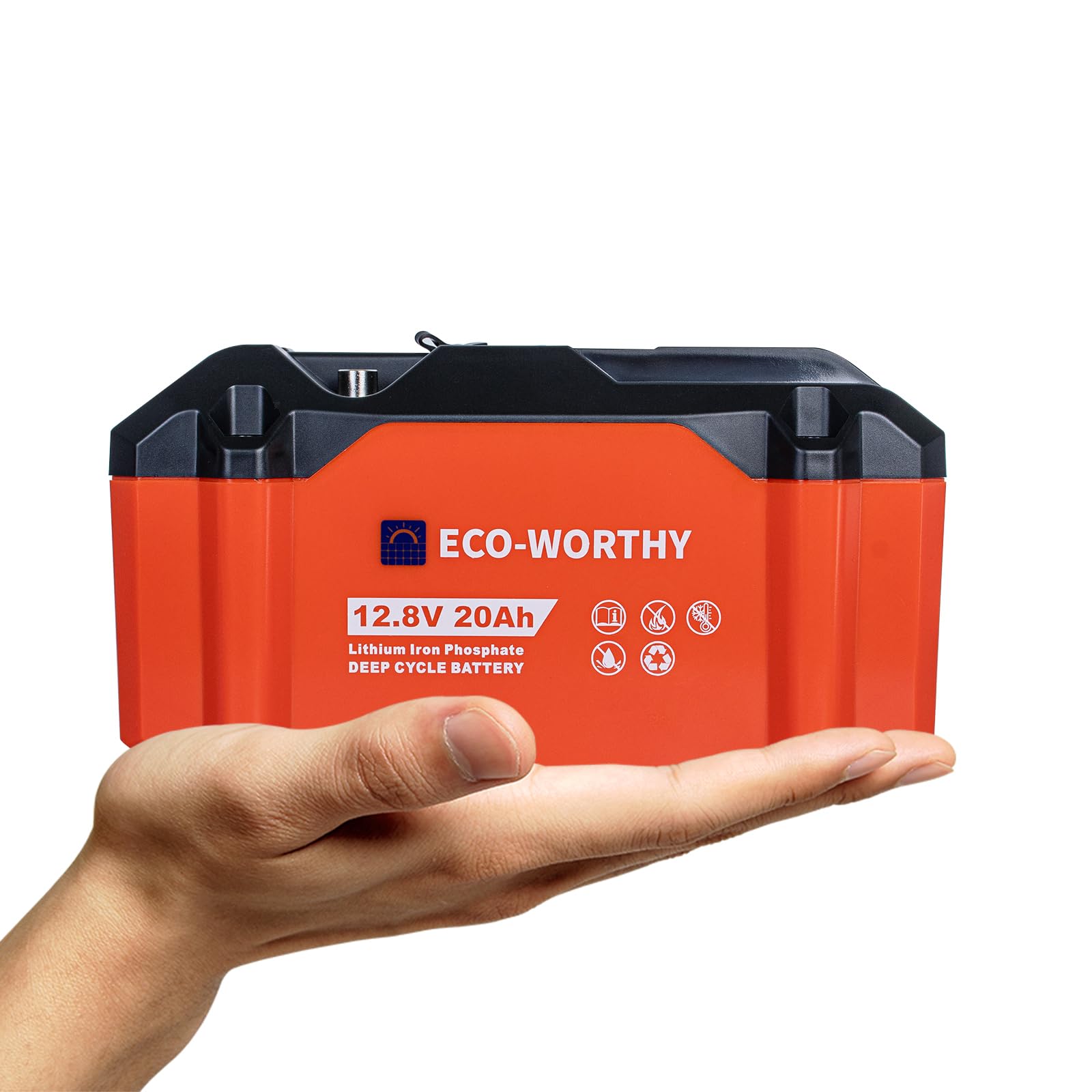 ECO-WORTHY Portable 12V Lithium Battery, 20Ah LiFePO4 Deep Cycle Rechargeable Battery, Built-in BMS, 4000+ Cycles,Perfect for Ou