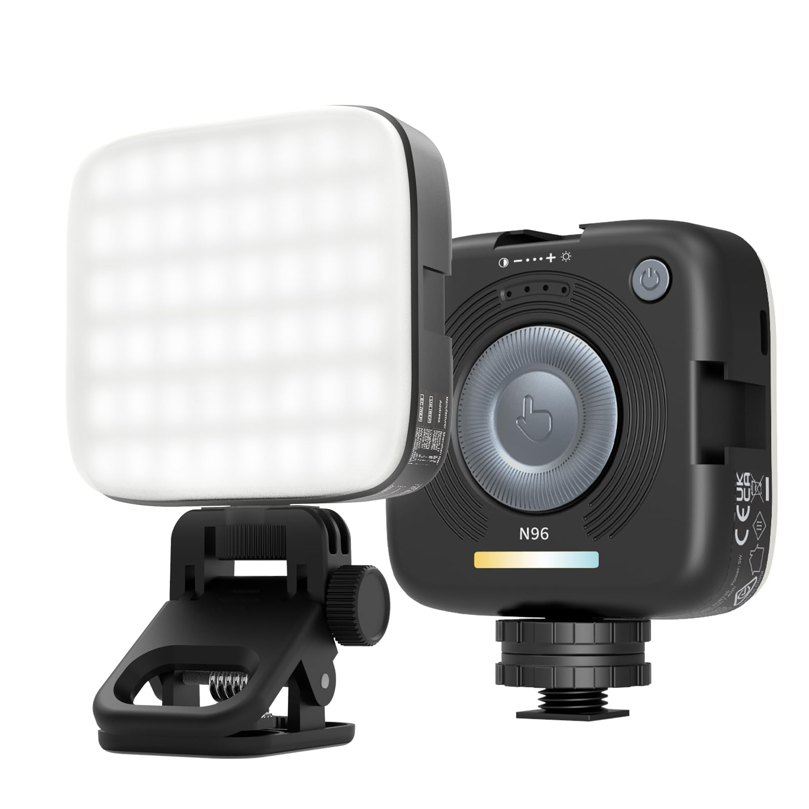 NEEWER Entry Level Version Magnetic LED Camera Light, 96 LEDs Bi Color Small Clip On Panel Light, 2000mAh 3000K-9000K CRI80+, 3 