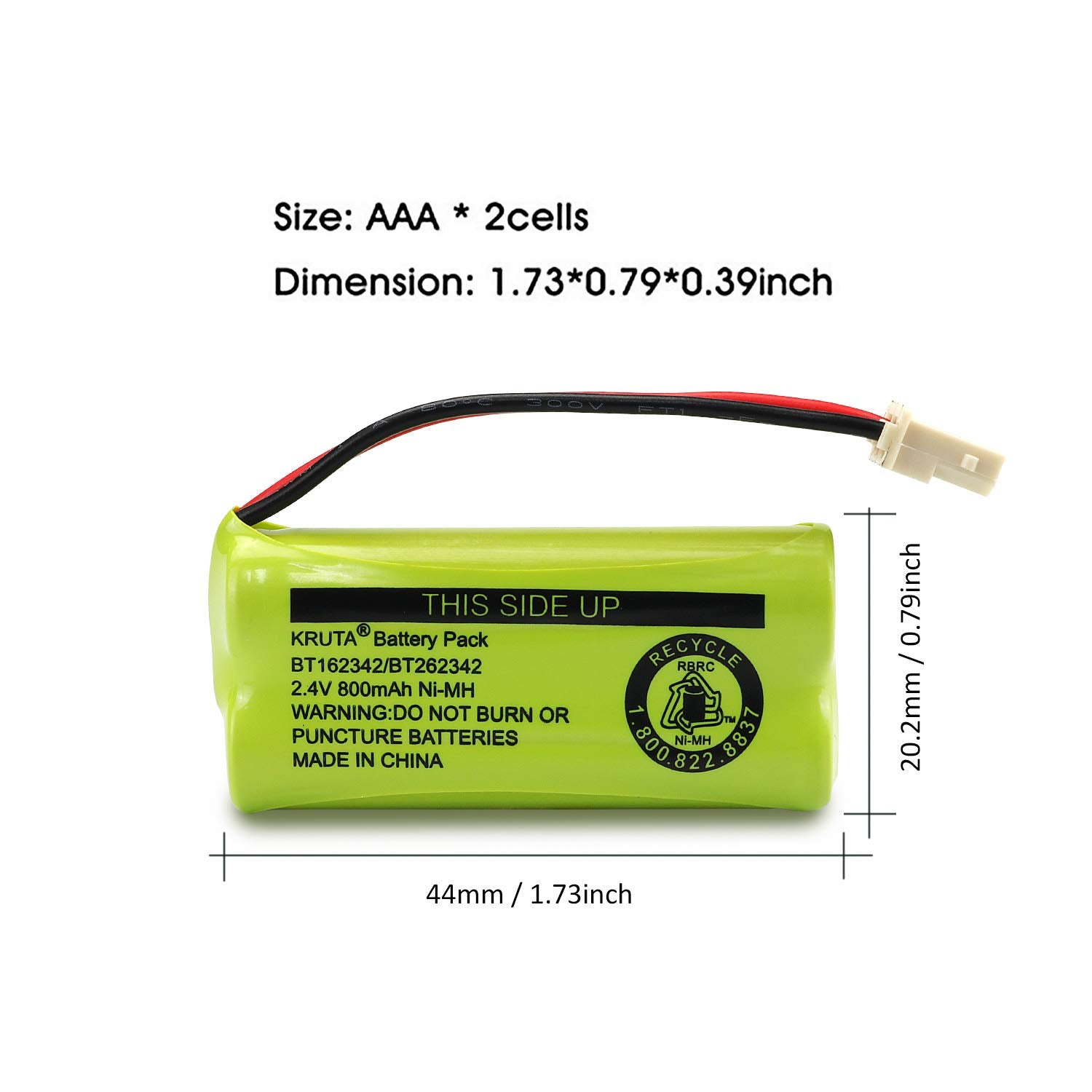 Kruta Bt166342 Bt266342 Battery 2.4V 800Mah Replacement Battery Pack Compatible With For Bt183342 Bt283342 Bt162342 Bt262342 Vtech Cs6114 Cs6419 Cs6719 At&T El52300 Cl80111 Cordless Phone (Pack 4)