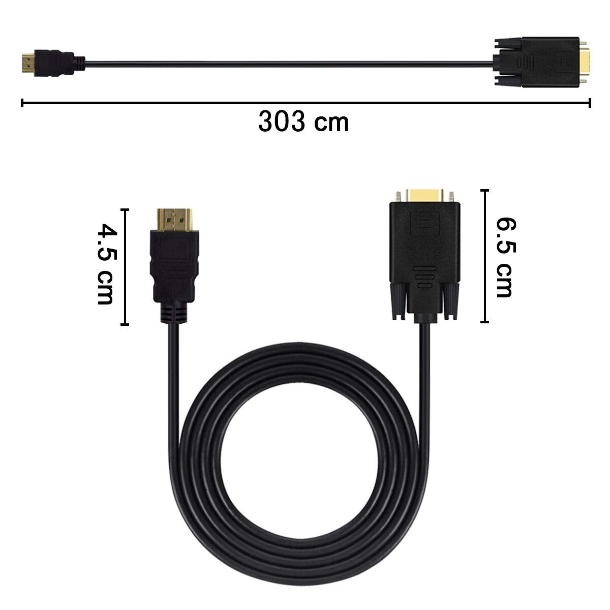 Hdmi To Vga, Hdmi To Vga Cable (Male To Male) Compatible For Computer, Desktop, Laptop, Pc, Monitor, Projector, Hdtv, Chromebook