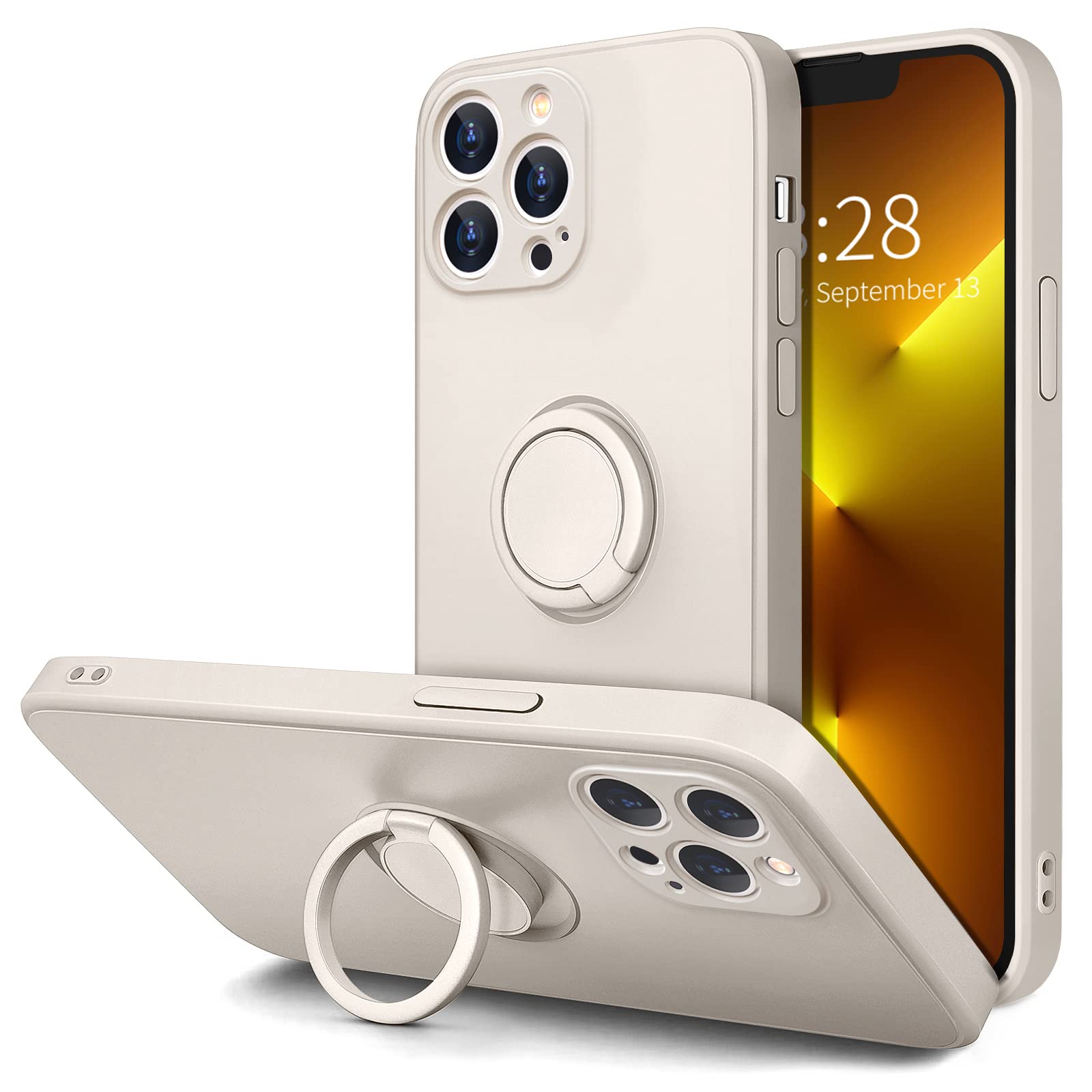 Hython For Iphone 13 Pro Max Case With Ring Stand [360Rotatable Ring Holder Magnetic Kickstand] [Support Car Mount] Slim Soft Ru