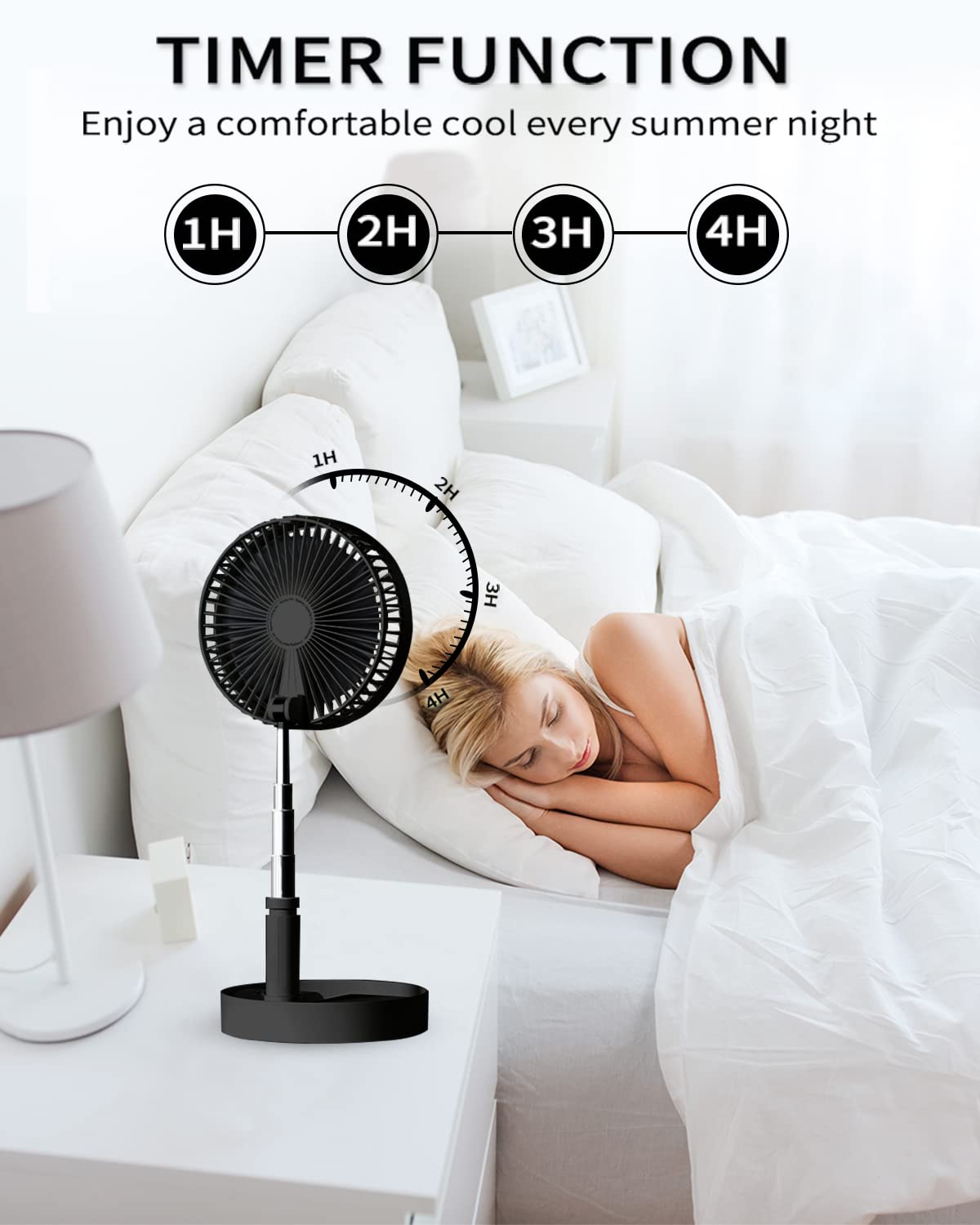 Un Unitedtime Desk Portable Fan, My Foldaway Travel Fan With Remote Control Timer, Battery Operated Or Usb Powered,Adjustable He