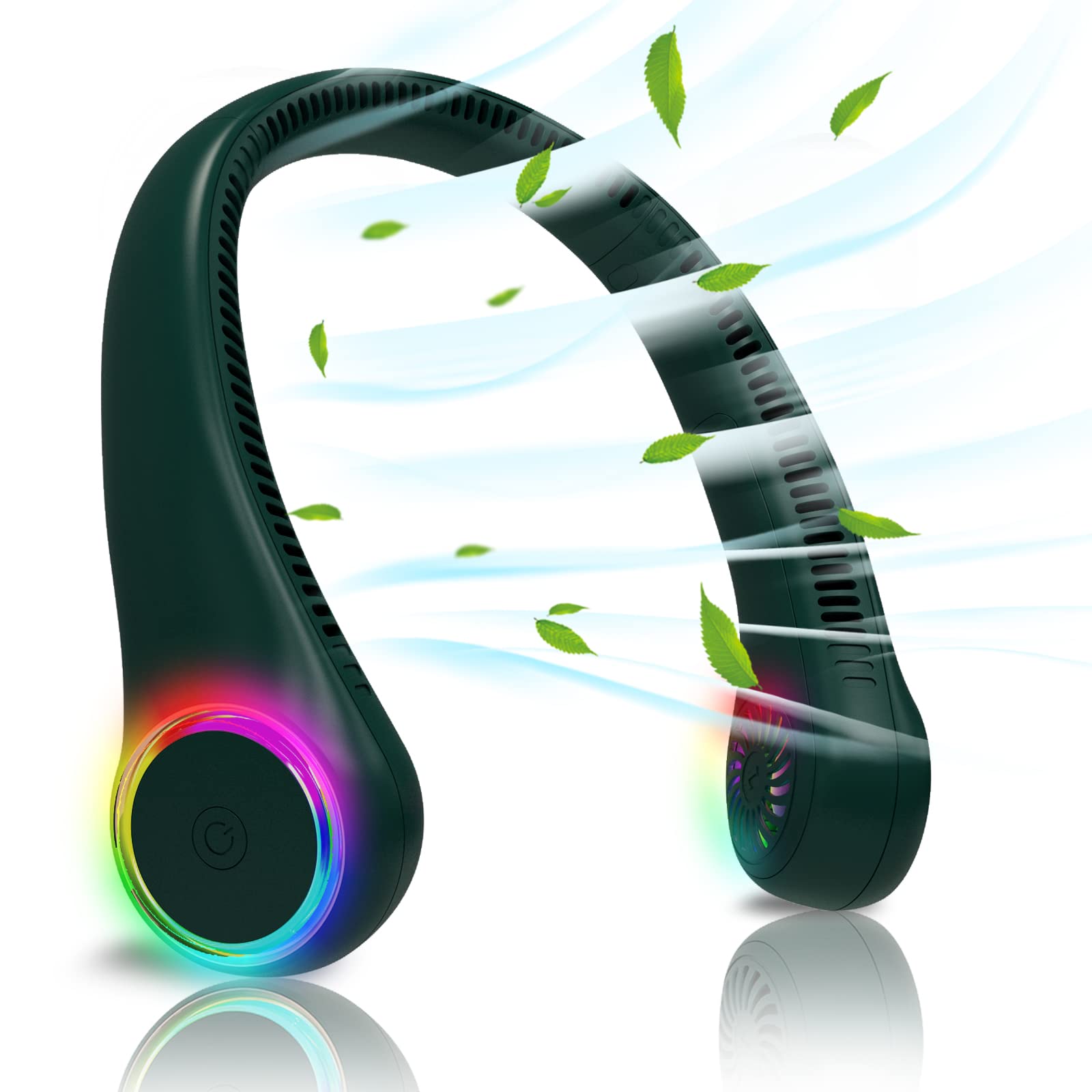 Gulaki Bladeless Portable Neck Fan   Rechargeable Hands Free Usb Personal Fan Battery Operated With Led Lights For Home Office T