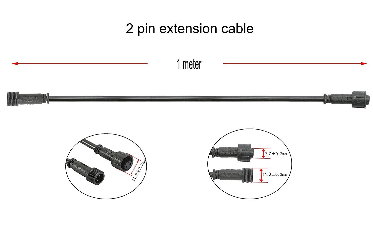 Sumaote 3.28Ft 1M 2Pin Extension Cable Wire With Male And Female Connectors At Both Ends For Single Color Led Deck Light, Pack O
