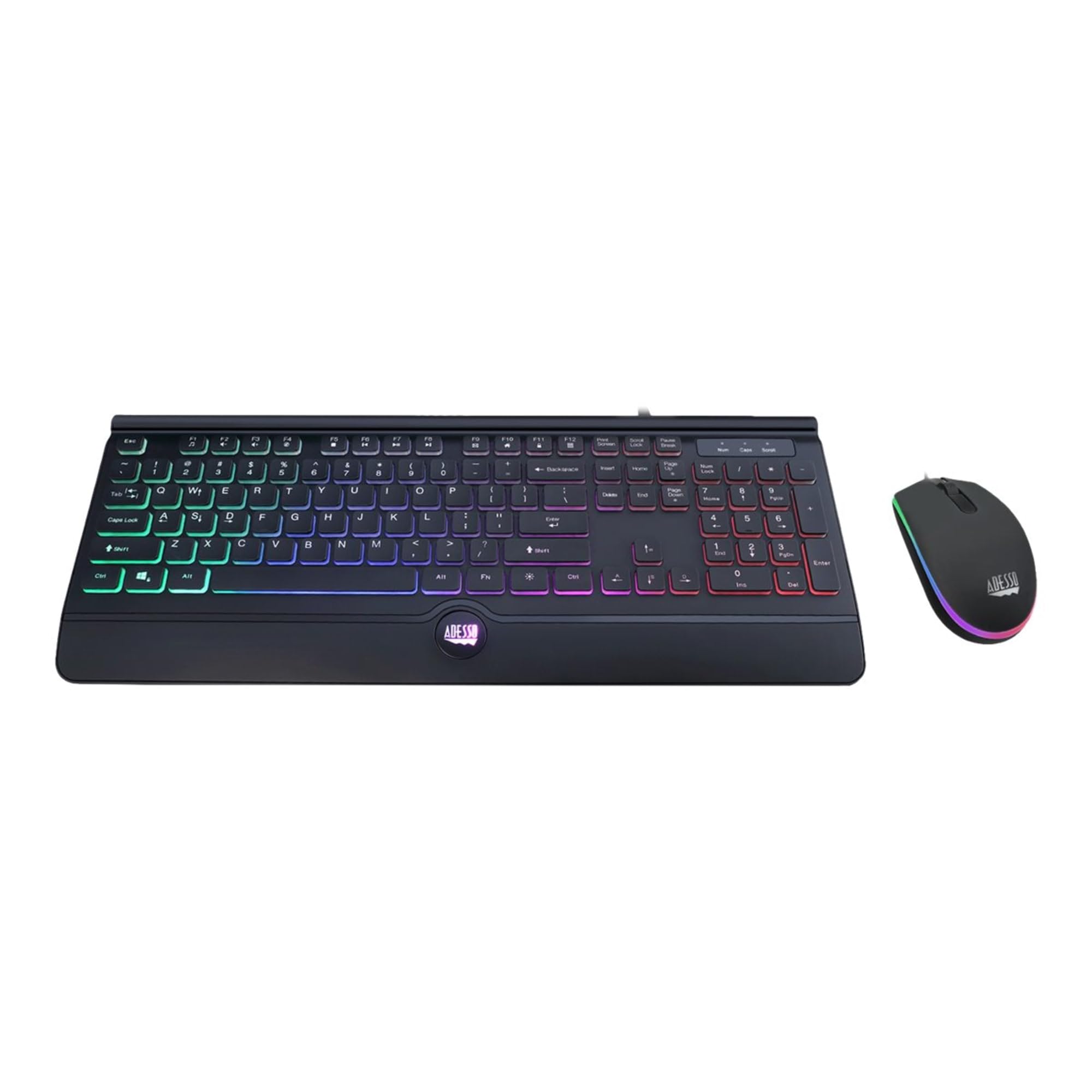 Adesso Backlit Gaming Keyboard And Mouse Combo, Usb, Black