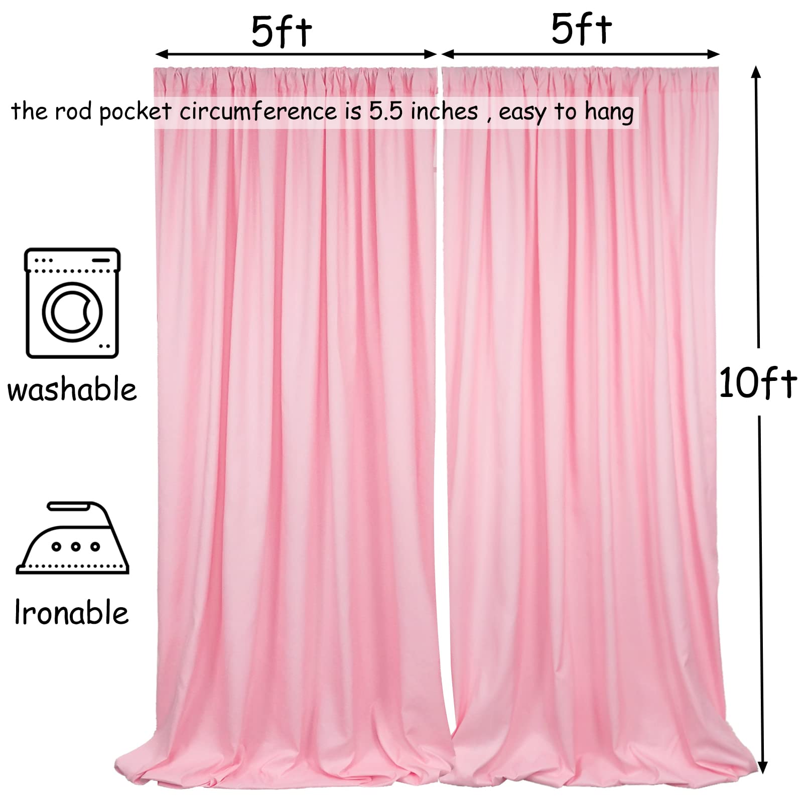 10X10Ft Pink Backdrop Curtains For Parties   Pink Backdrop Curtain For Baby Shower Birthday Photo Home Party Curtains Backdrop 5