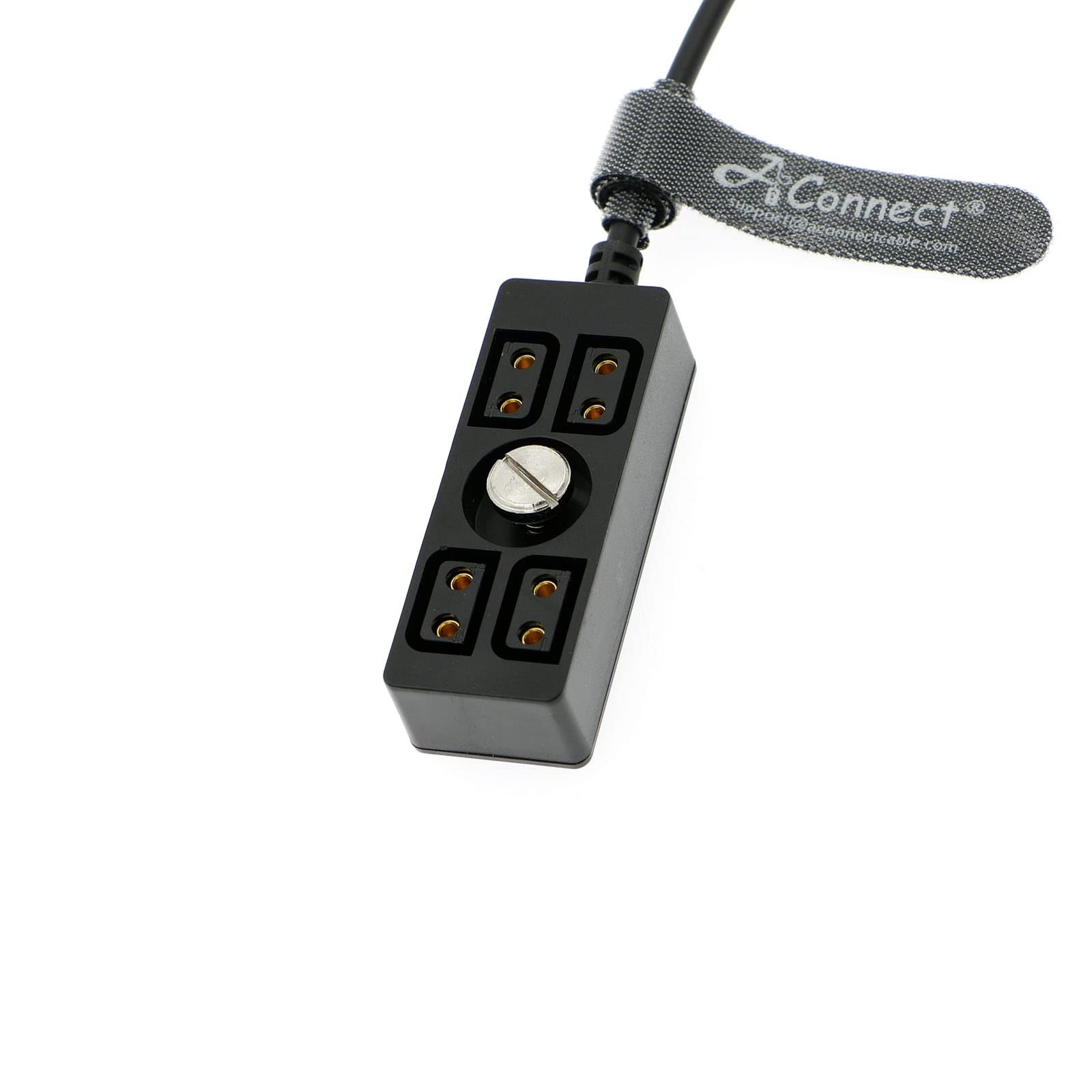 Aconnect D Tap Male To 4 D Tap Female Splitter Hub Power Cable For V Mount Camera Battery, Monitor, Black, 40Cm/15.74Inches