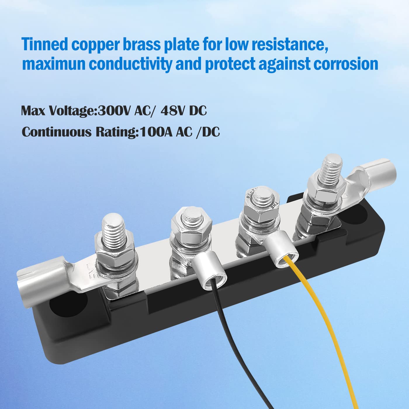 Lenkrad 4 Post Power Distribution Block Bus Bar With Cover, 4 X 10/32'' Posts, 4 Terminal Bus Bars, 100 Amp Battery Terminal Dis