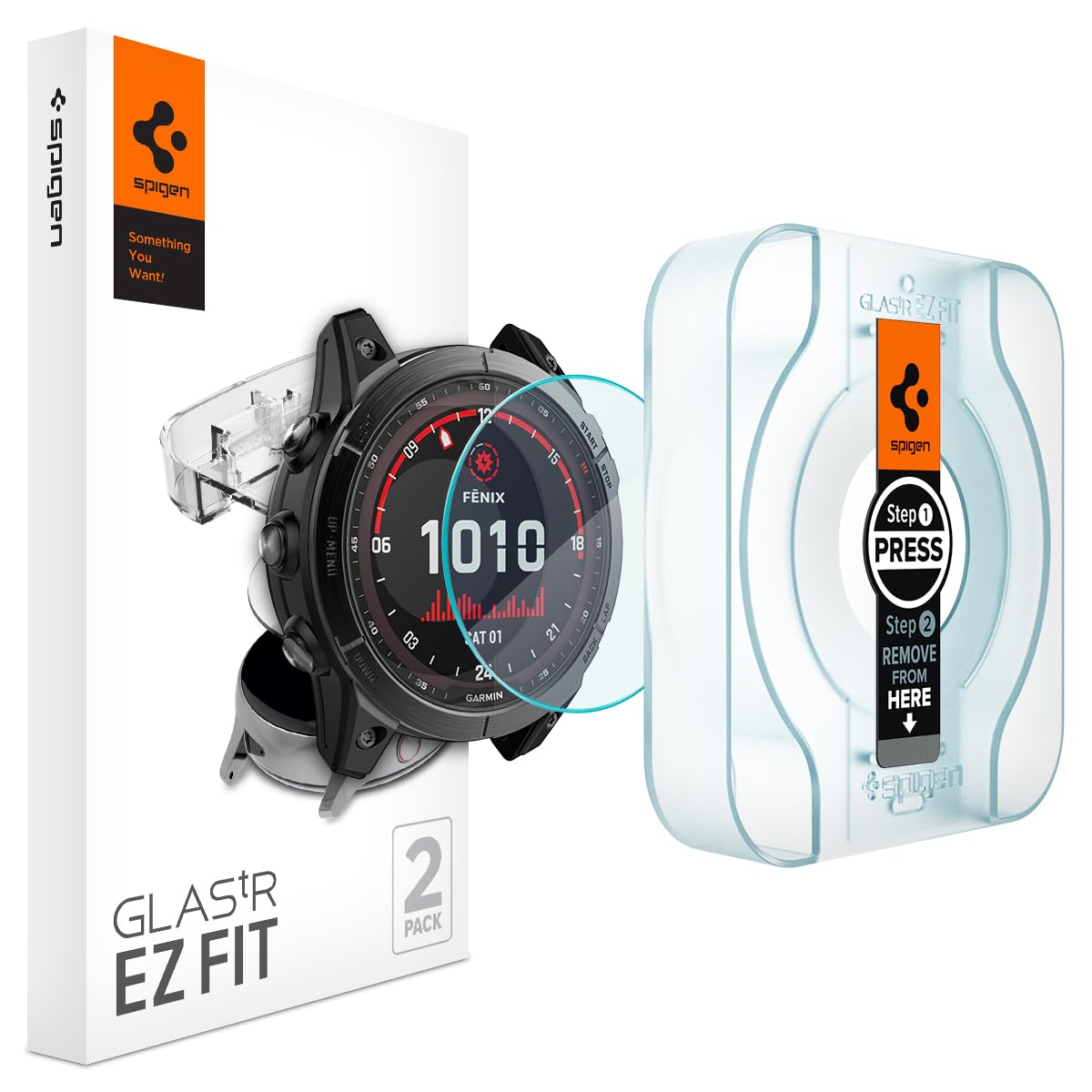 Spigen Tempered Glass Screen Protector [GlasTR EZ FIT] designed for Garmin Fenix 8, 8 Pro/Fenix 7X series/Epix Pro (51mm) - 2 Pa