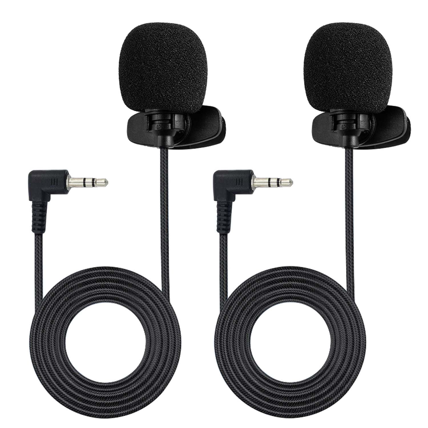 Kinizuxi 2 Pack Lavalier Lapel Microphone, Portable Collar Clip Mic Compatible With Iphone Android Smartphone Amplifier Podcast