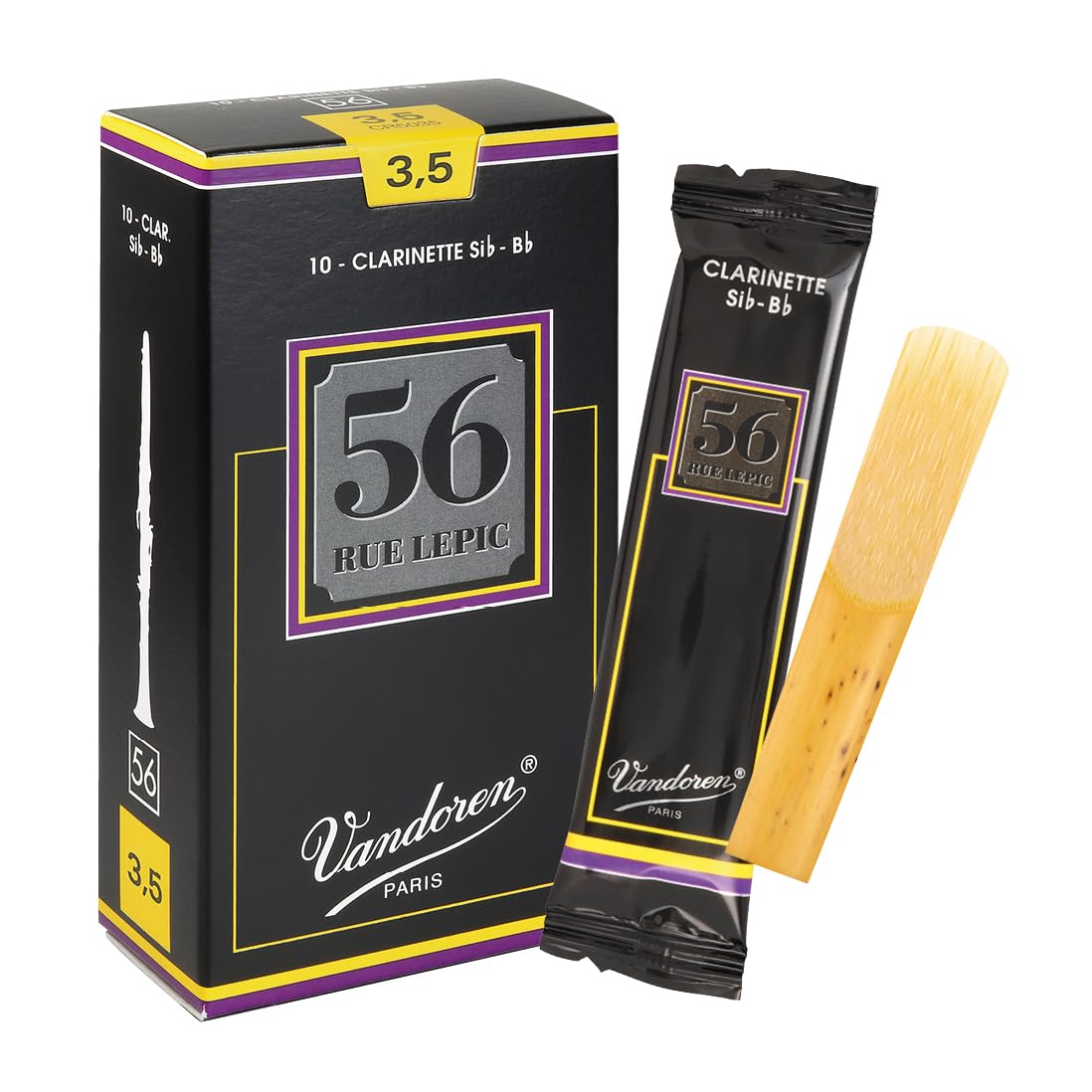 Vandoren CR5035 Bb Clarinet 56 Rue Lepic Reeds Strength 3.5; Box of 10
