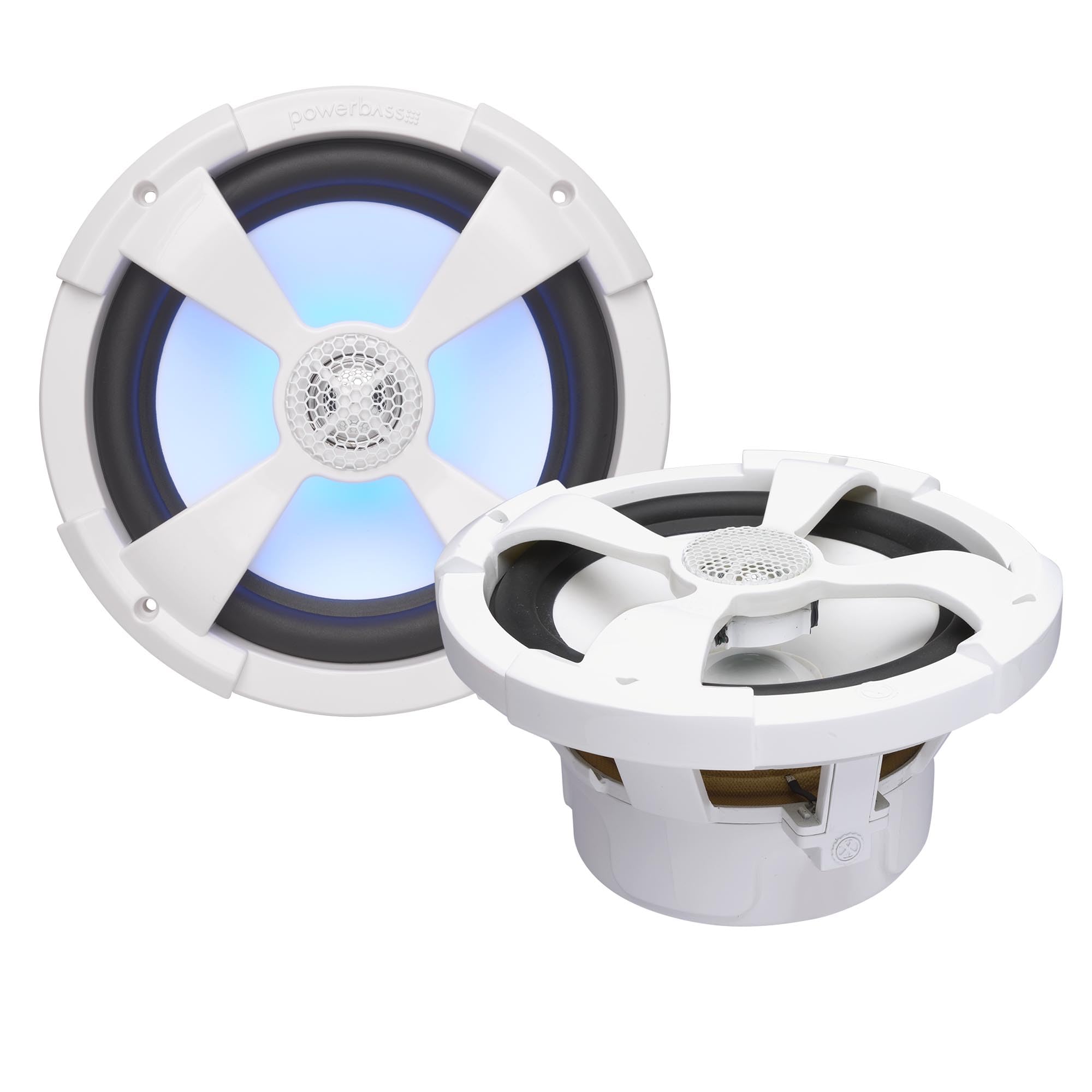 PowerBass XL-82M - 8 Marine Coaxial Speakers with RGB LED - Pair