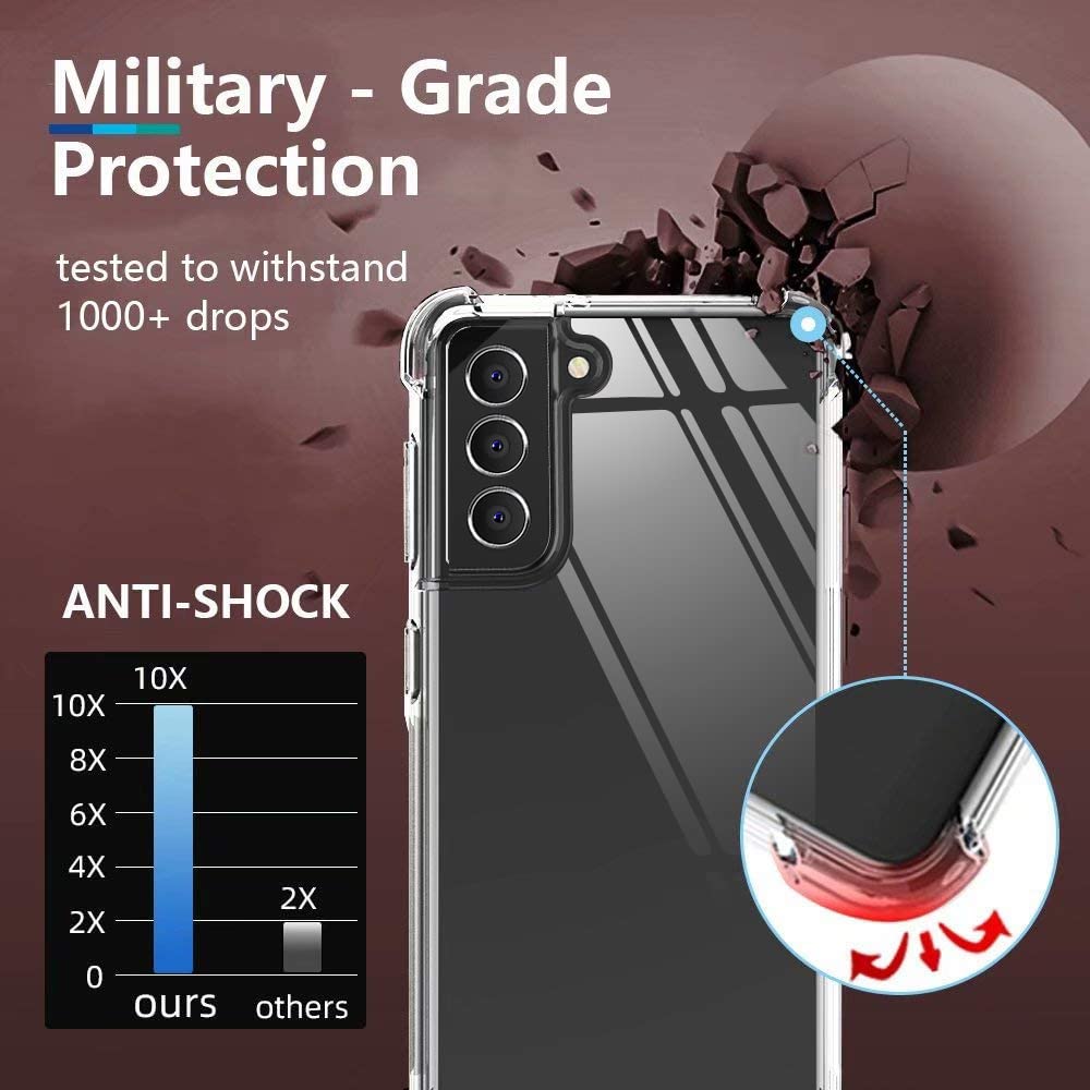 KIOMY Phone Case Samsung Galaxy S21 FE 5G Shockproof Bumper Hybrid Crystal Clear