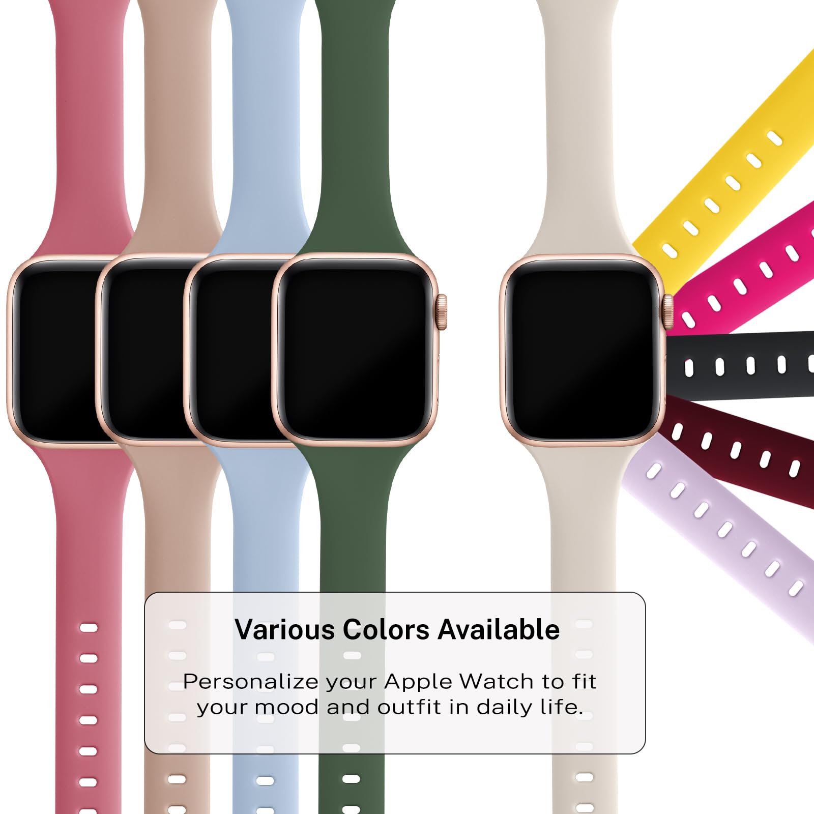 Slim Thin Band Compatible With Apple Watch 38Mm 40Mm 41Mm 42Mm 44Mm 45Mm 46Mm 49Mm, Replacement Soft Silicone Sport Strap Wristb