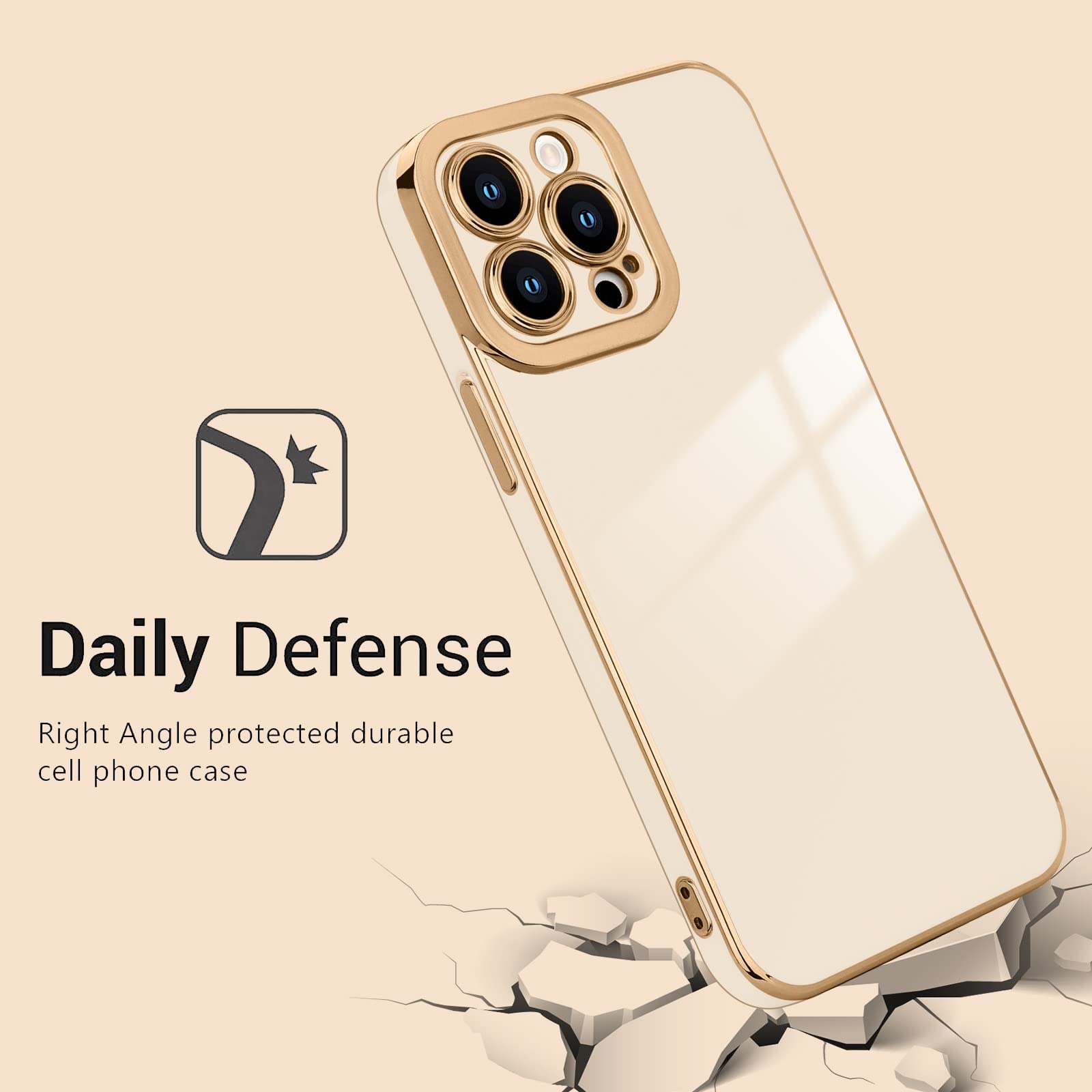 Lafunda For Iphone 14 Pro Case Cute, Women Girls Aesthetic Bling Full Camera Lens Protection Cover,Luxury Electroplated Plating