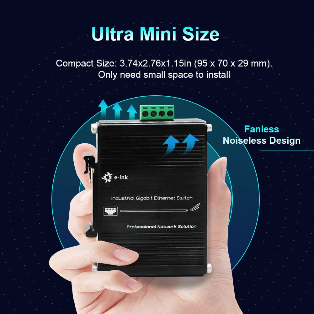 Centopto Mini Industrial 5 Ports Gigabit Poe Switch Hardened Rj45 10/100/1000Mbps 802.3At 30W/Port Ethernet Switch Din Rail Moun