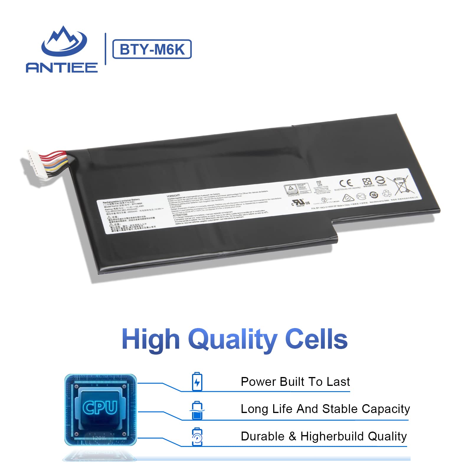 Antiee Bty M6K Laptop Battery Compatible With Msi Gs63Vr 7Rg Stealth Pro,Gf63 Thin 8Rb 8Rc 8Rd 9Sc 9Scxr,Gf75 Thin 3Rd 8Sc 8Rd 8