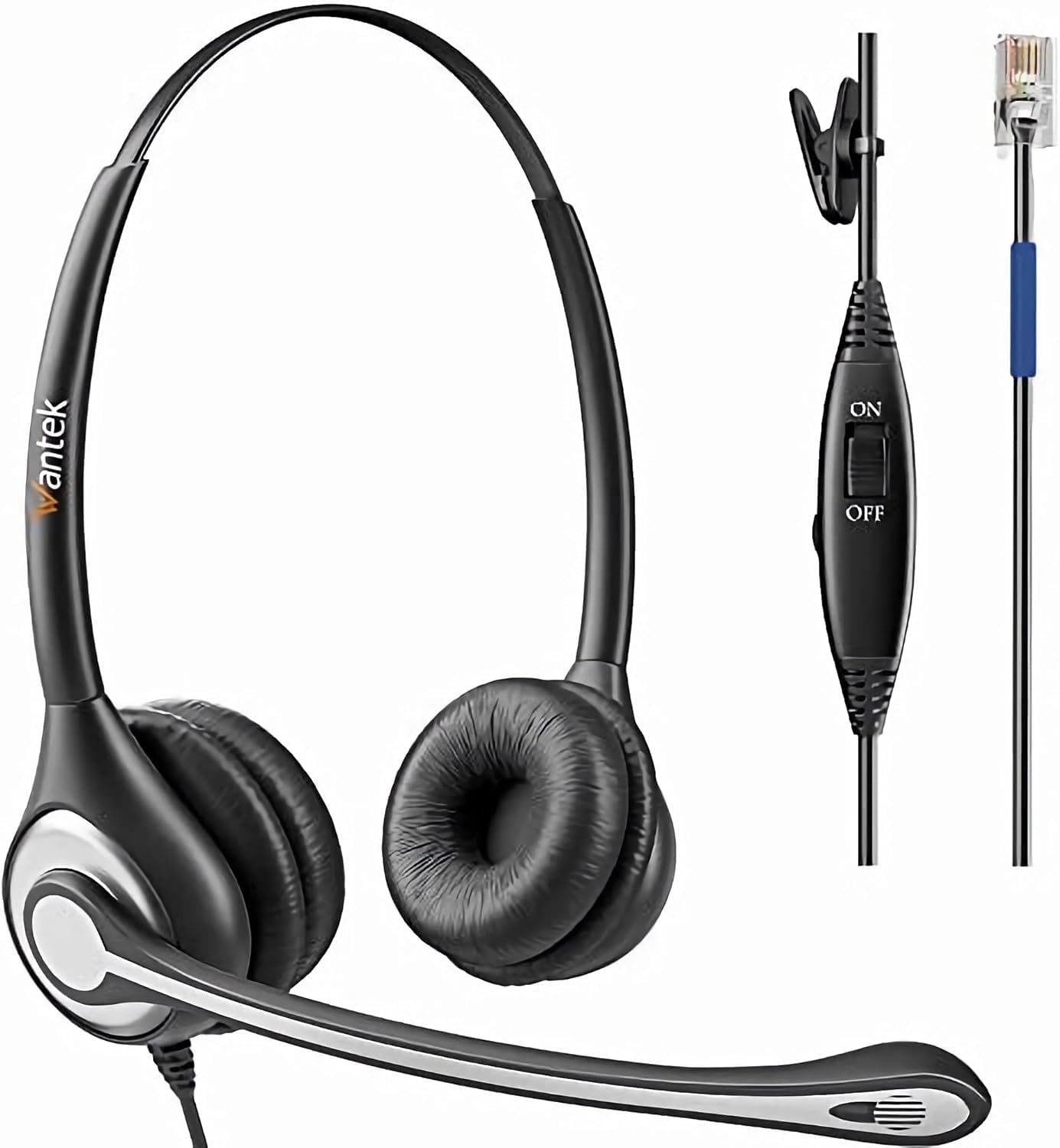 Wantek Cisco Phone Headset With Microphone Noise Cancelling, Rj9 Telephone Headsets Compatible With Cisco Office Phones 7940 794
