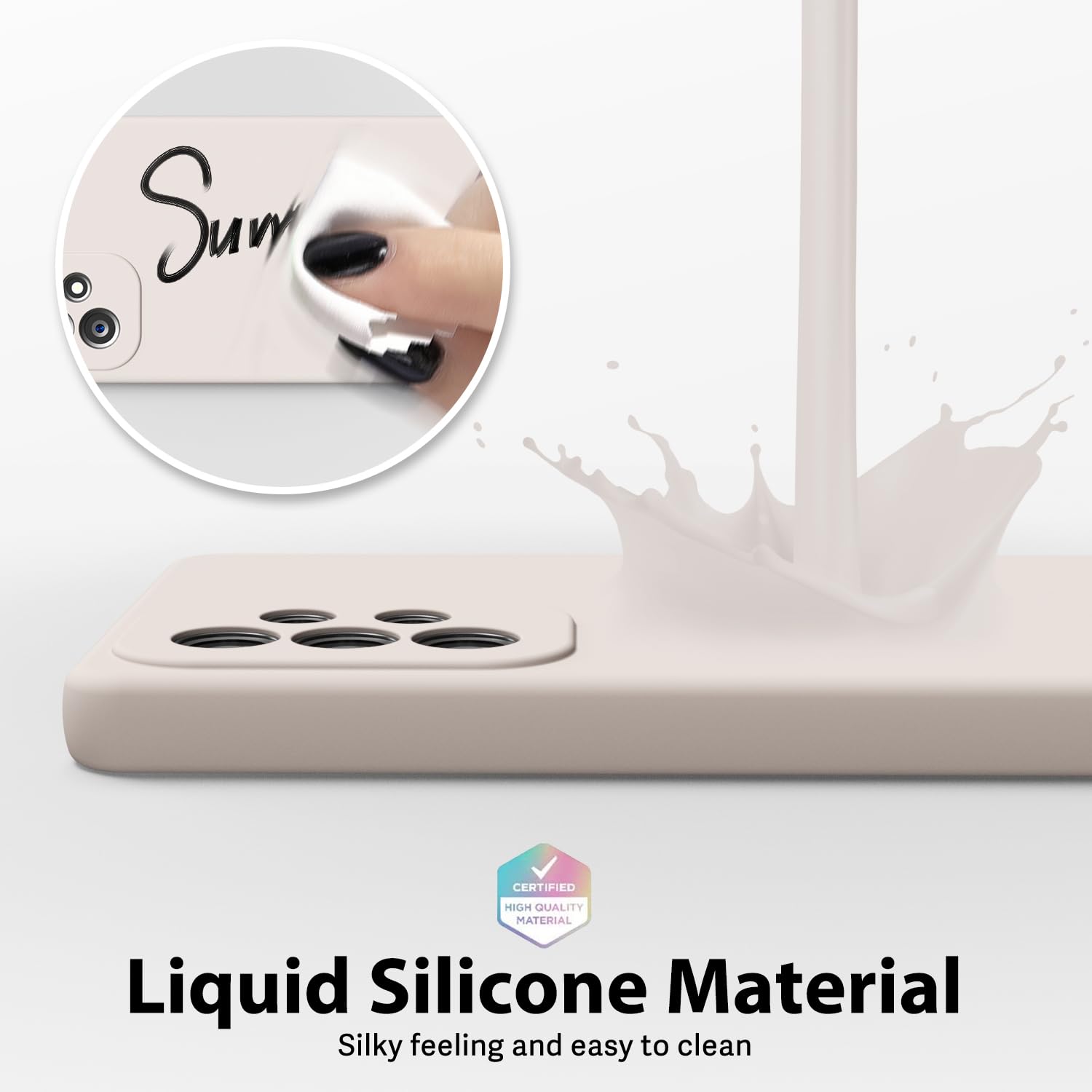 Oakxco For Samsung Galaxy A52 5G Case Liquid Silicone Grip, Cute Thin Slim Soft Rubber Tpu Plain Smooth Gel Cover For Women Girl