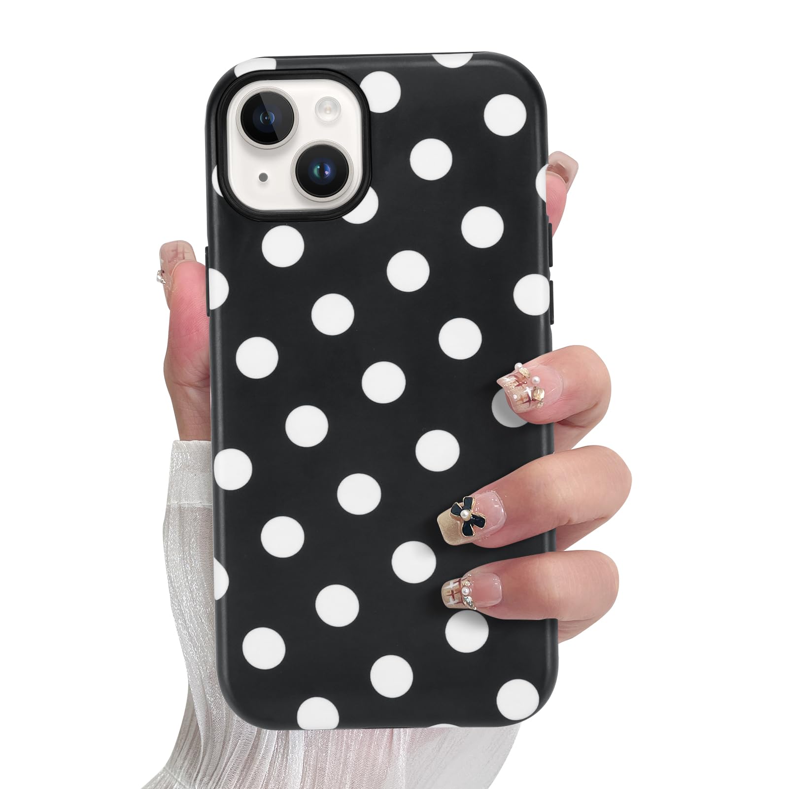 SOKAD Magnetic Polka Dots Phone Case for iPhone 15 Plus, Cute Pattern Compatible with Magsafe Matte Protective Case Cover with S