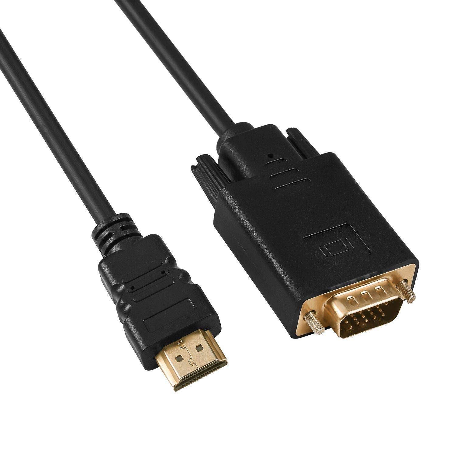 Hdmi To Vga Cable Gold Plated Adapter 1080P Hdmi Male To Vga Male Active Video Converter Cord (6 Feet/1.8 Meters)