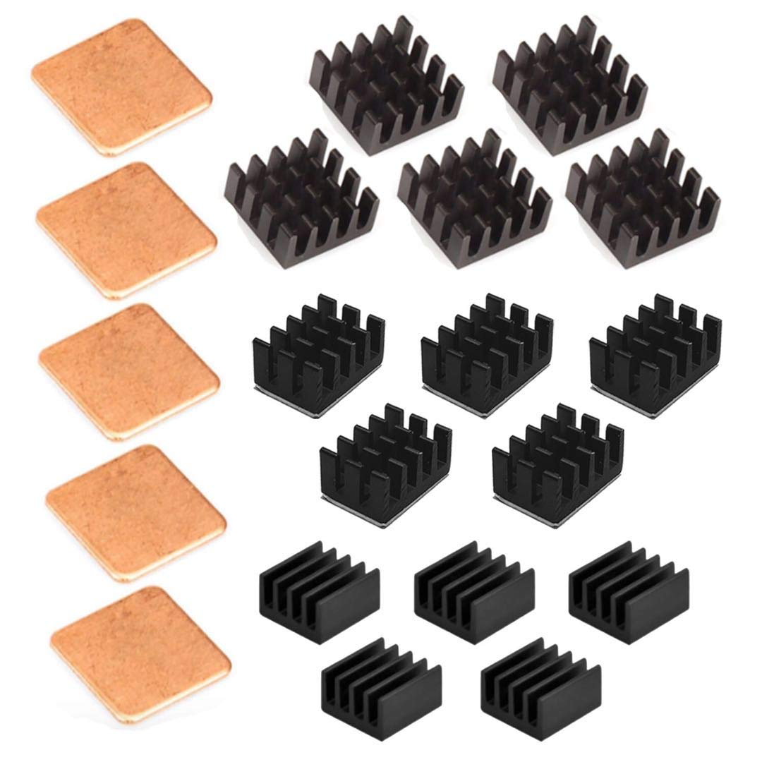 Easycargo 20Pcs Raspberry Pi 4 Heatsink Kit Aluminum + Copper + 3M 8810 Thermal Conductive Adhesive Tape For Cooling Raspberry P