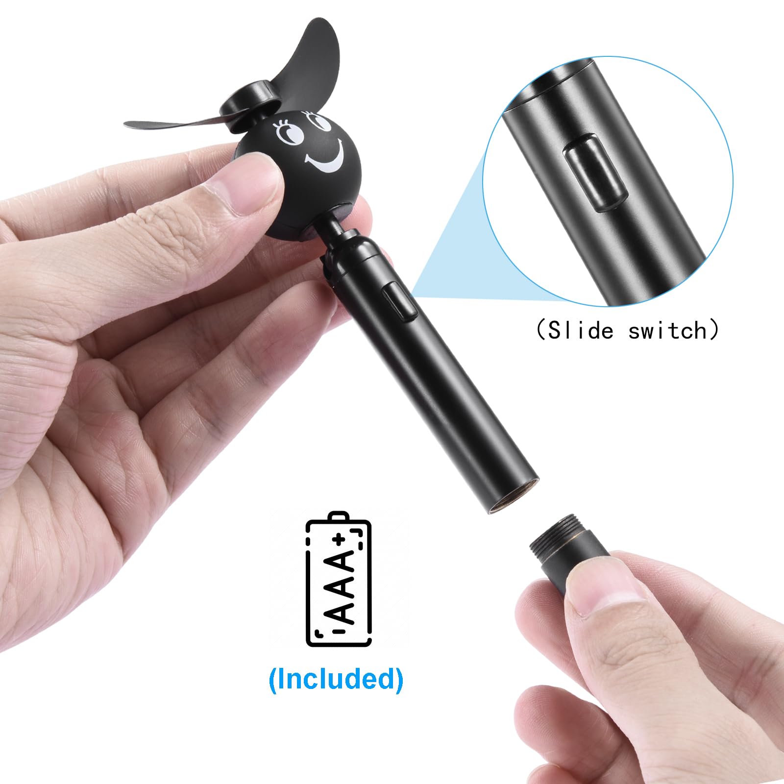 Honiha Handheld Mini Fan, Small Pocket Fan, Mini Portable Fan With Aaa Battery Powered, Personal Fan For Travel Makeup Beach Out