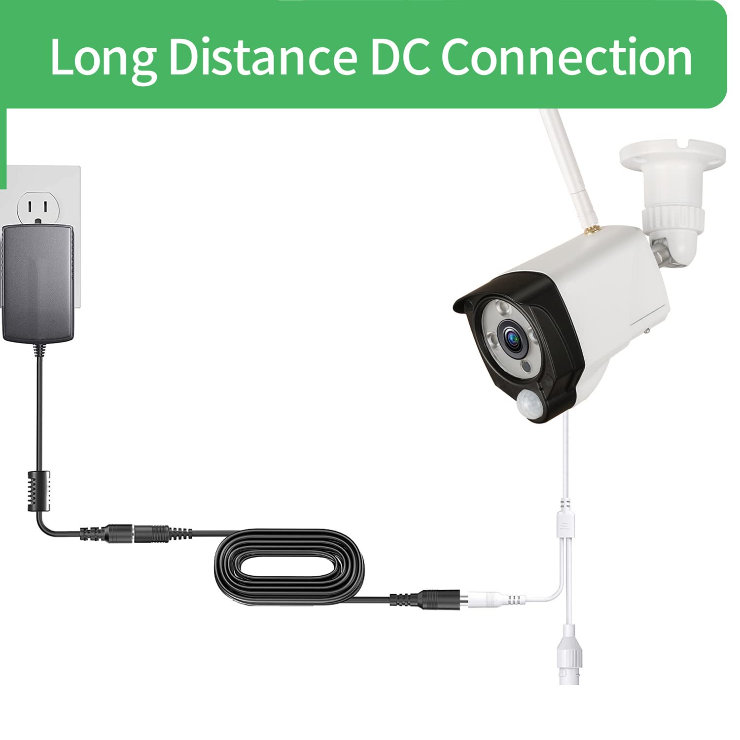 Security 01 26Ft 8M Dc Power Extension Cable For Security Camera Ip Wifi Camera,Dvr,Led Stripdc Extension Cord 5.5Mm X 2.1Mm,Bla