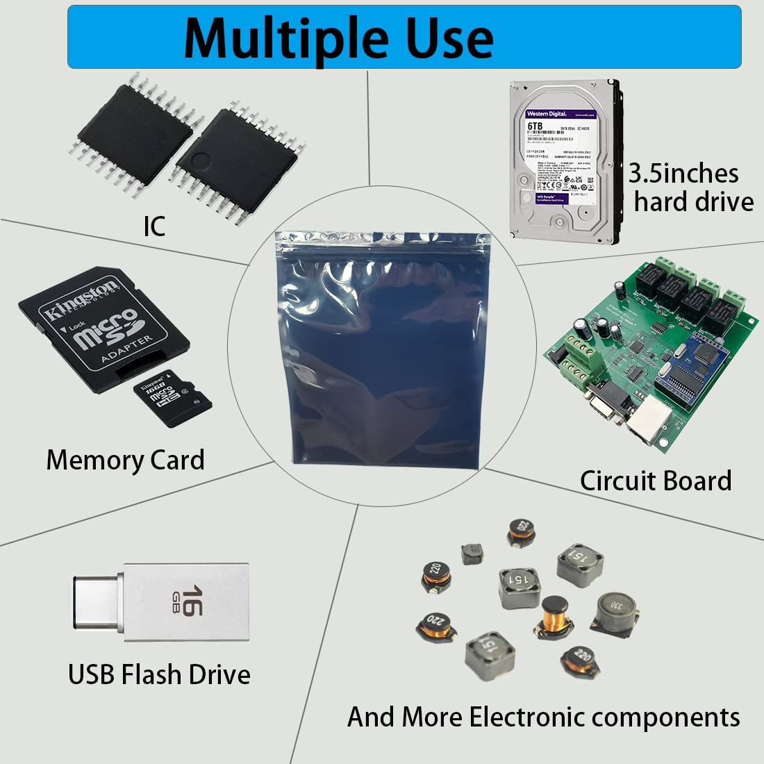 Anti Static Bags, 100Pcs 5.9 X 7.9 Inches Premium Resealable Esd Bags,Antistatic Bags For 3.5'' Hard Drive Ssd Hdd And Electroni