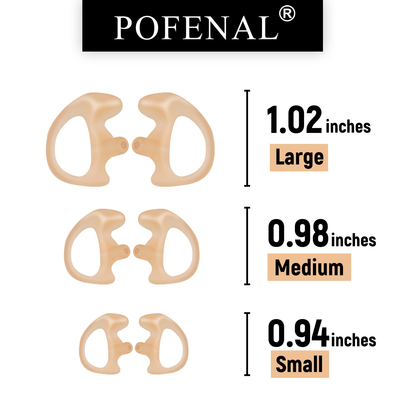 Pofenal Universal Replacement Insert Silicone Soft Earmold For Baofeng Motorola Kenwood Retevis Midland Two Way Radios Headset (