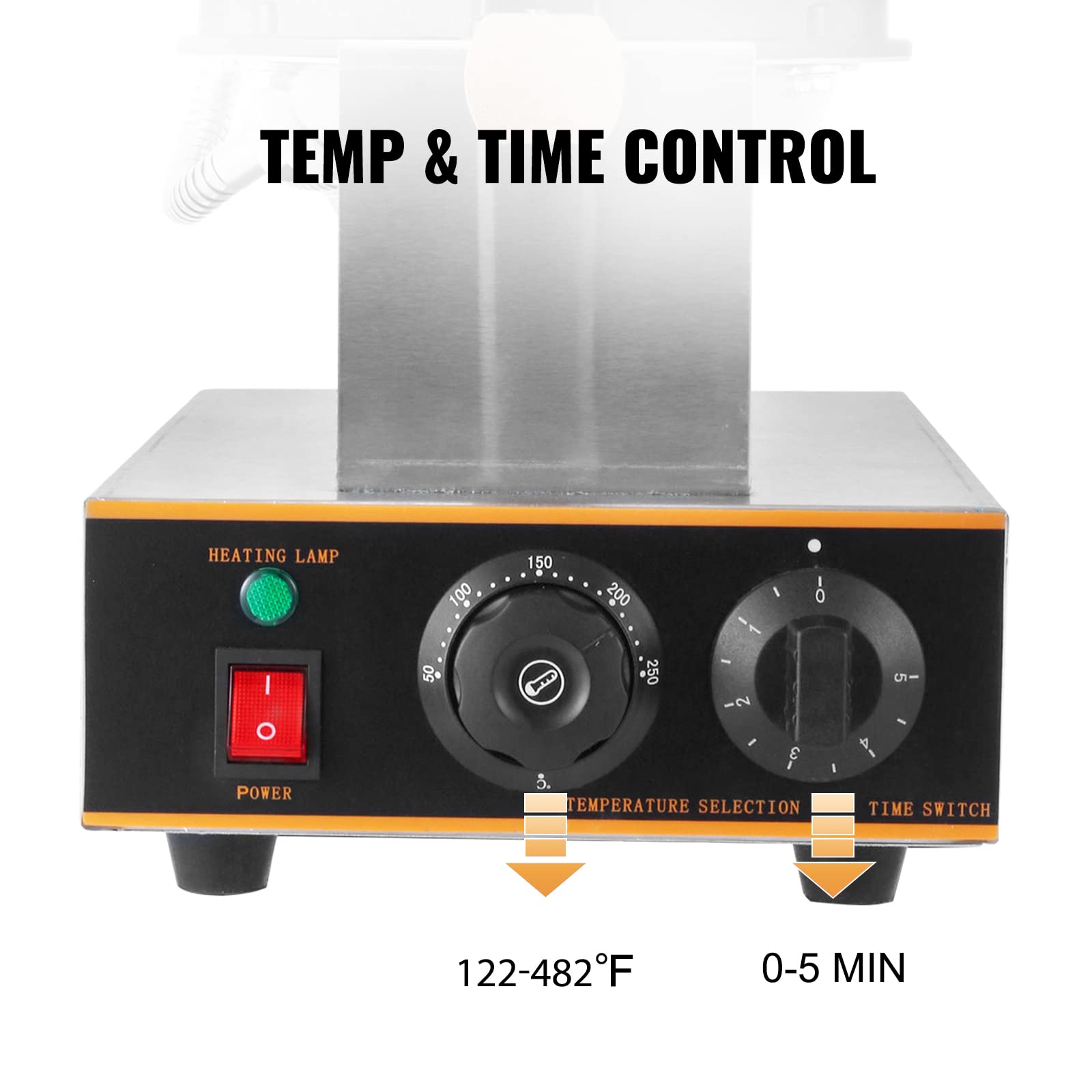 Vevor Commercial Bubble Waffle Maker, 1400W Egg Bubble Puff Iron W/ 180 Rotatable 2 Pans & Wooden Handles, Stainless Steel Baker