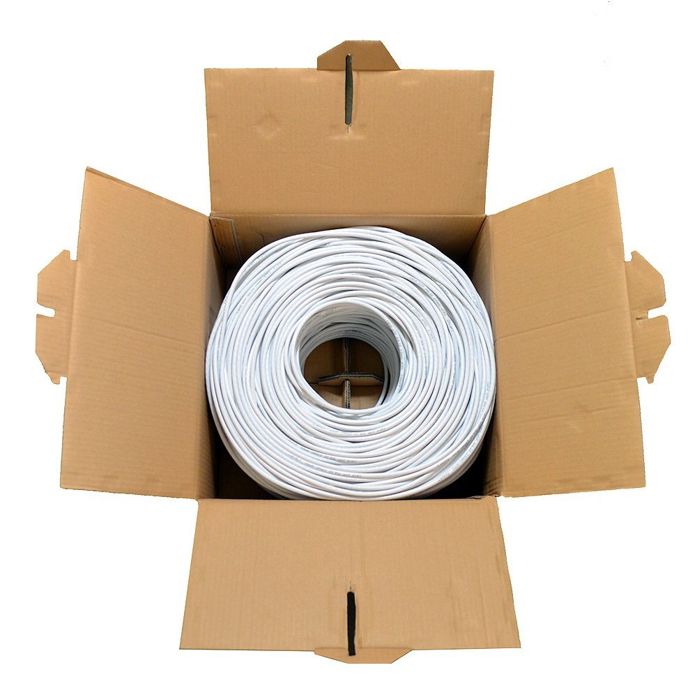 Dripstone Cat6 1000Ft Solid Utp 23Awg Ethernet Cable 550Mhz Bulk Network Lan Wire 1000-Feet Easy Pull Box (White)