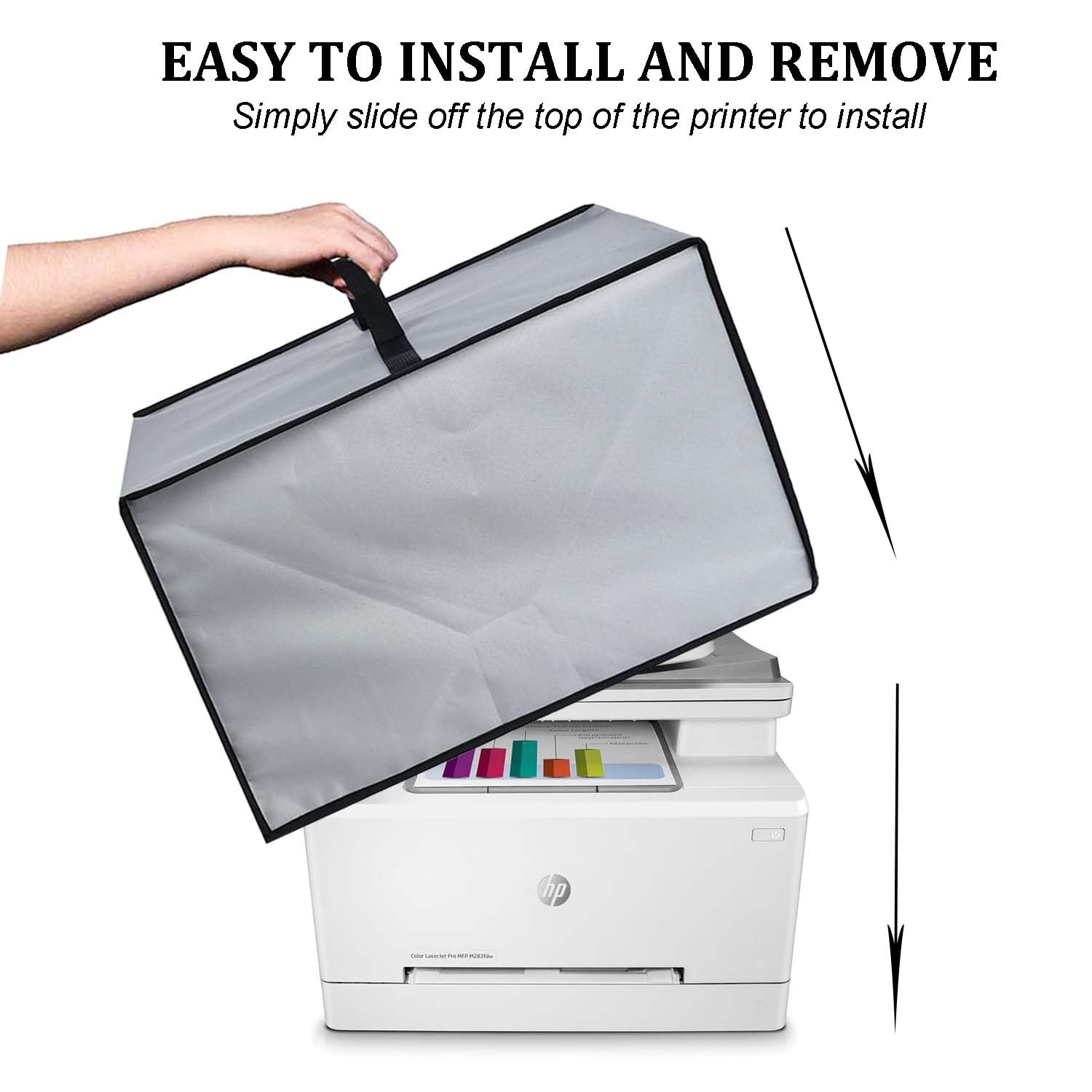 NUENSS-ROR Dust Cover for HP Printers - Waterproof Anti-Static Case, 19.3"x18.9"x13.8", Nylon, Silver, Model PC-HP430