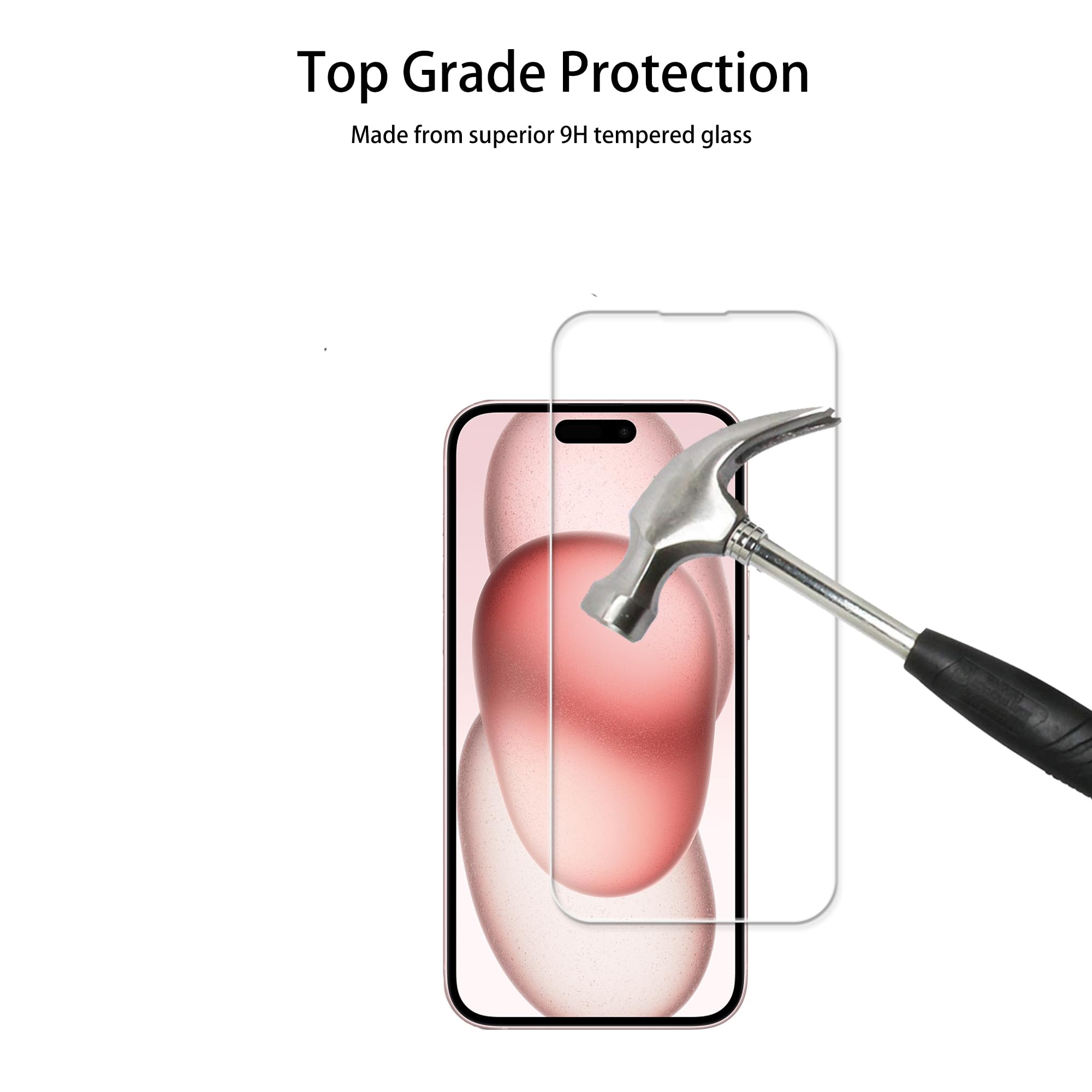 Hkkais Screen Protector For Iphone15 Plus Tempered Glass Film With Easy Alignment Tool 3 Pack