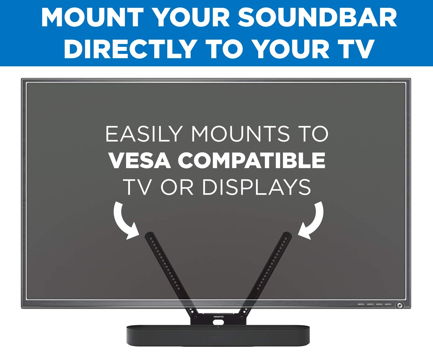 Mount It! Sound Bar TV Mounting Shelf Compatible with Sonos Beam Speaker | Soundbar Mount Bracket Kit for Televisions with 200mm   600mm VESA Mounting Pattern