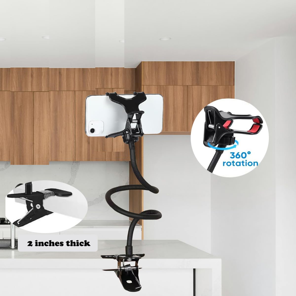 Selfdee Cell Phone Holder,Lazy Bracket, 360-Degree Rotating Universal Flexible Long Arms Clip Mount Gooseneck Phones Stand For B