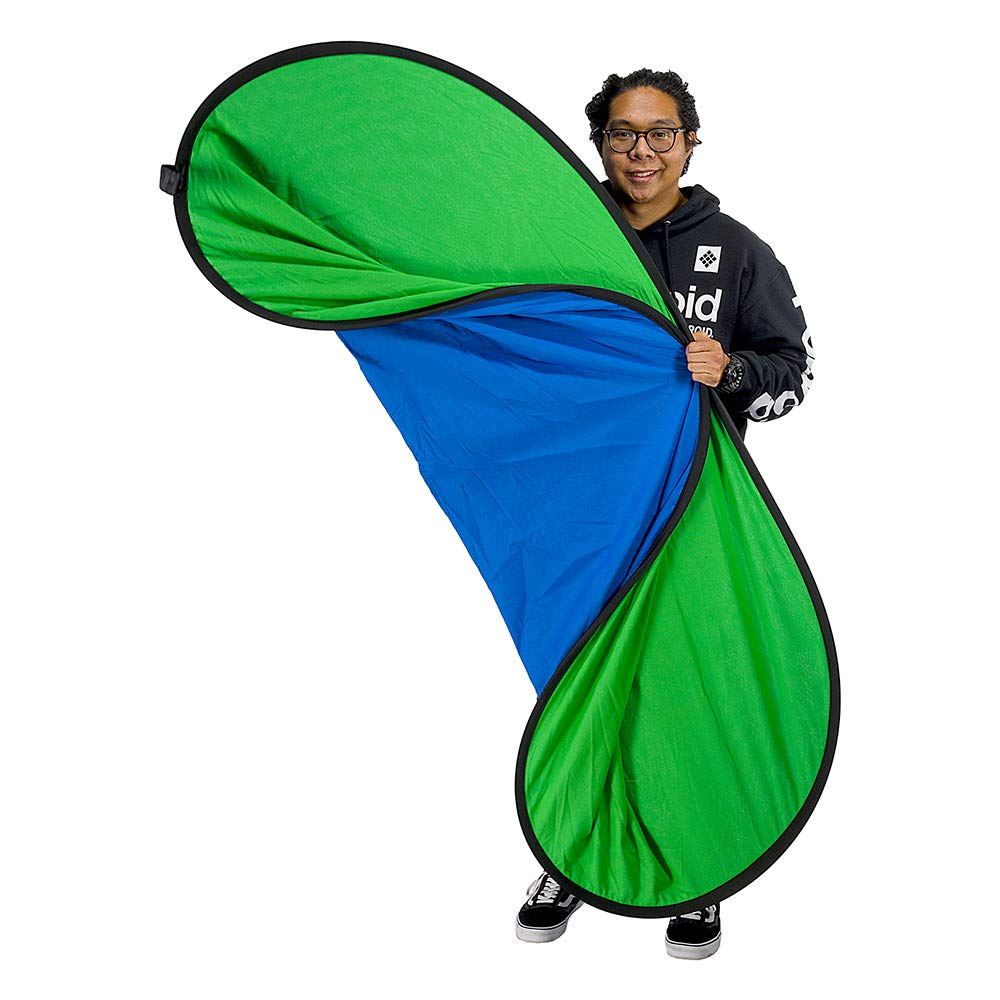 Fotodiox Pro Collapsible Background Kit   48X72In (4X6Ft) Chromakey Green/Chromakey Blue 2 In 1 Background Panel With 2.1M Stand